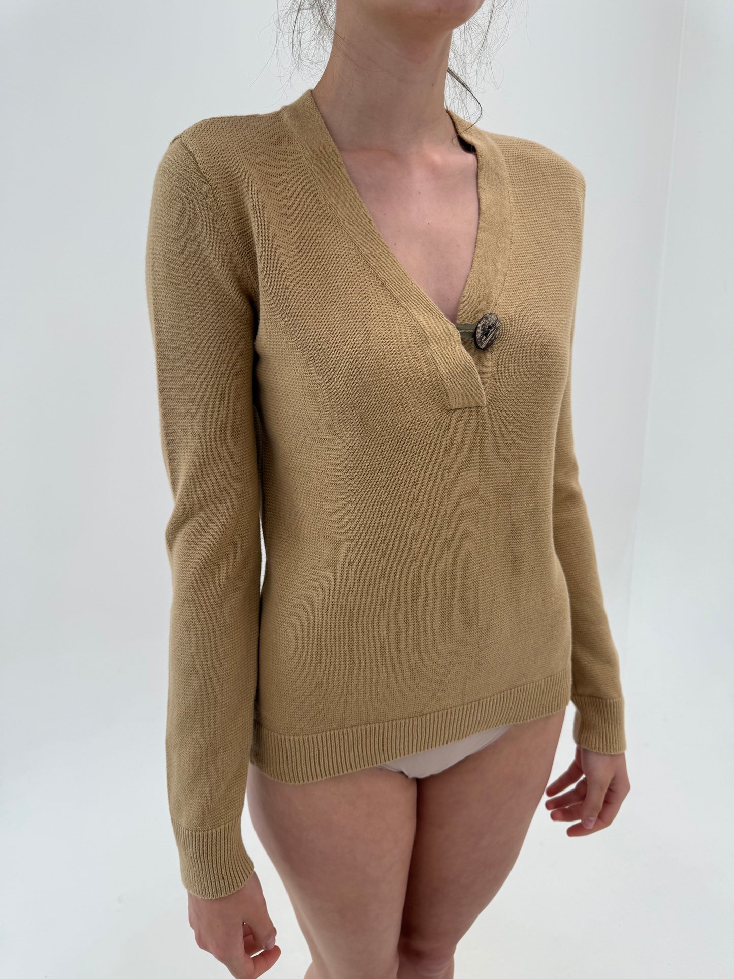 Soft knit Ralph Lauren de vară camel din bumbac în anchior