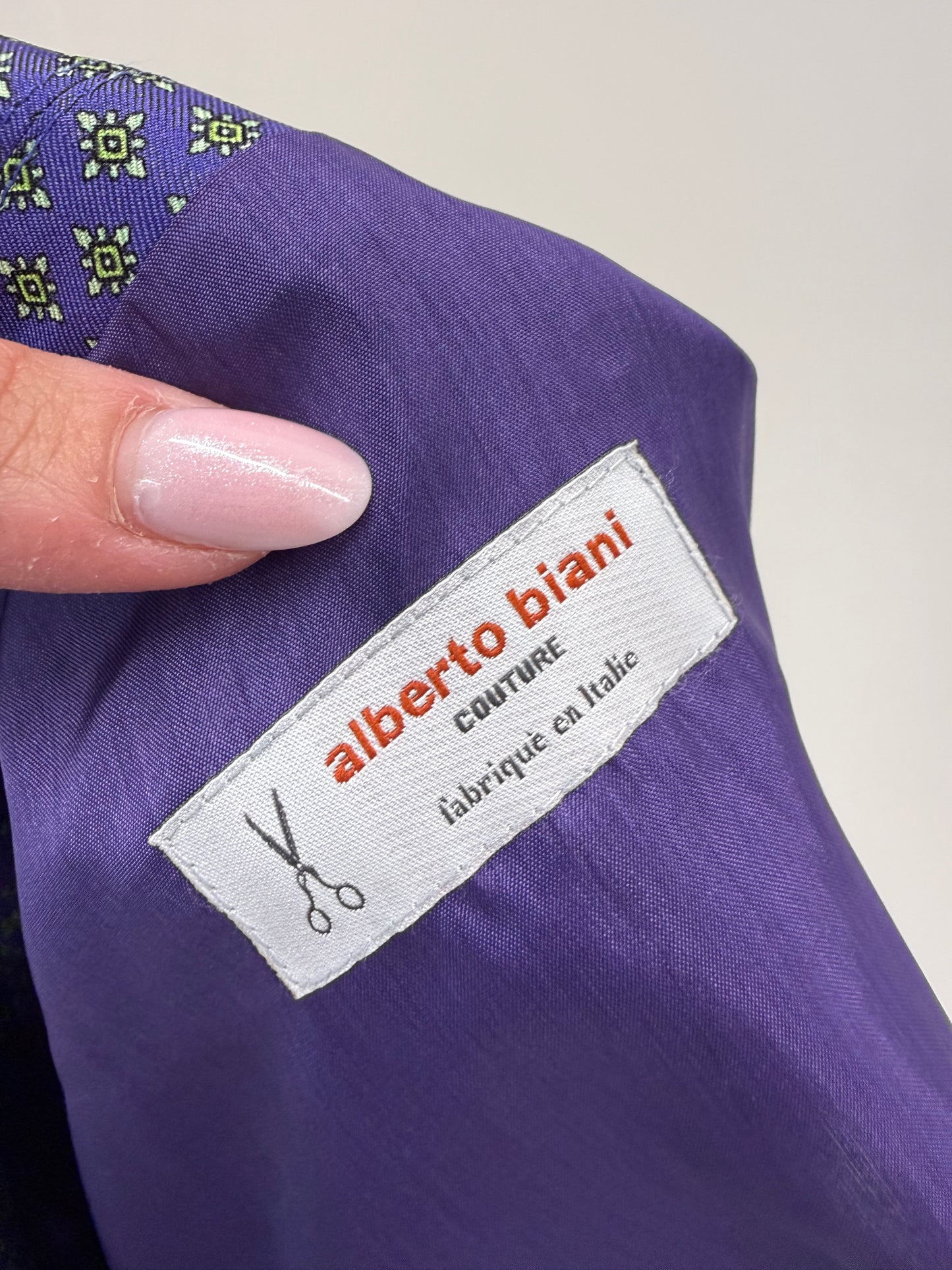 Sacou italian din mătase naturală cu print verde în croi clasic