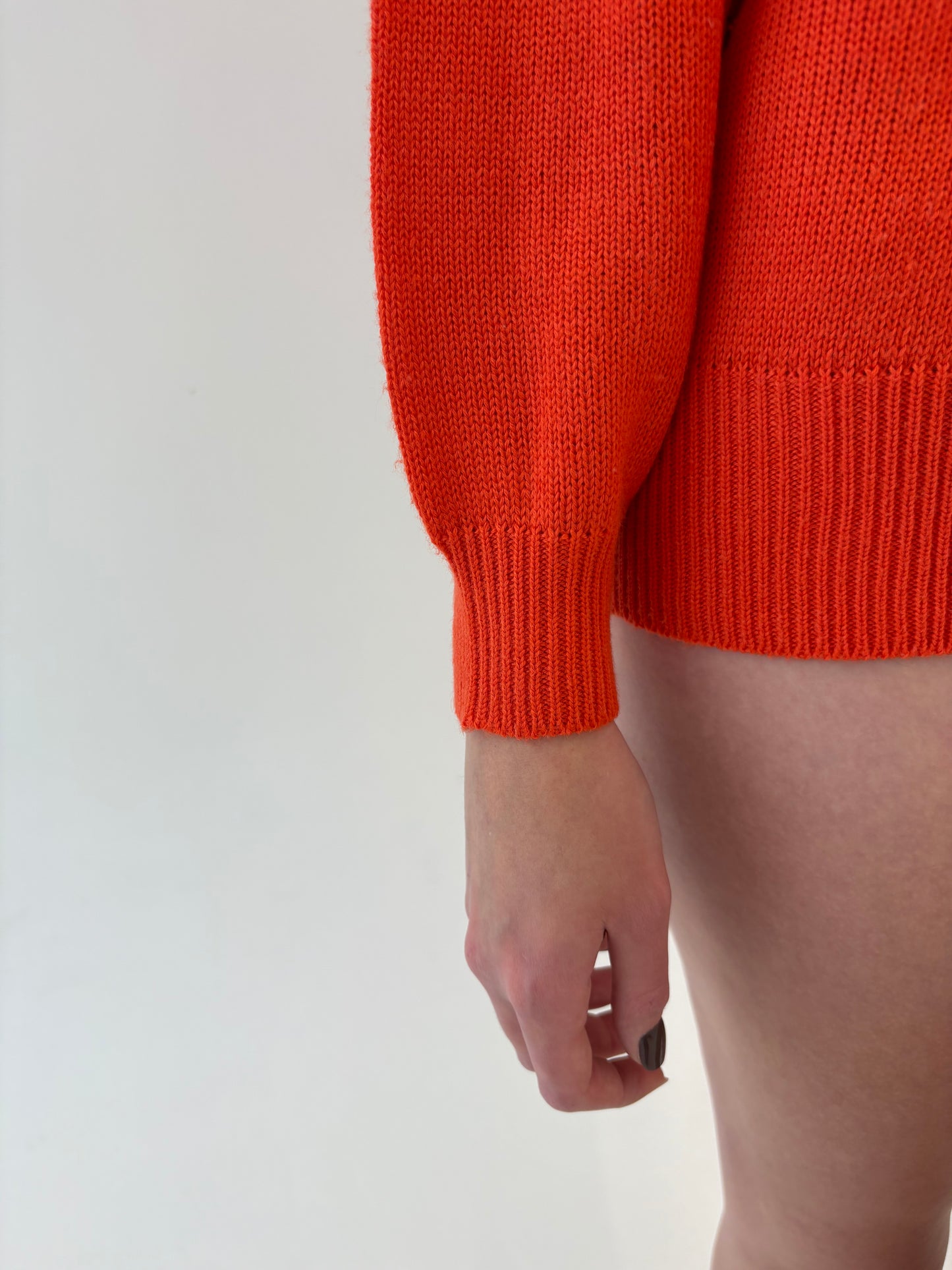 Pulover vintage colorblock cu broderie din lana extrafina de gramaj mare