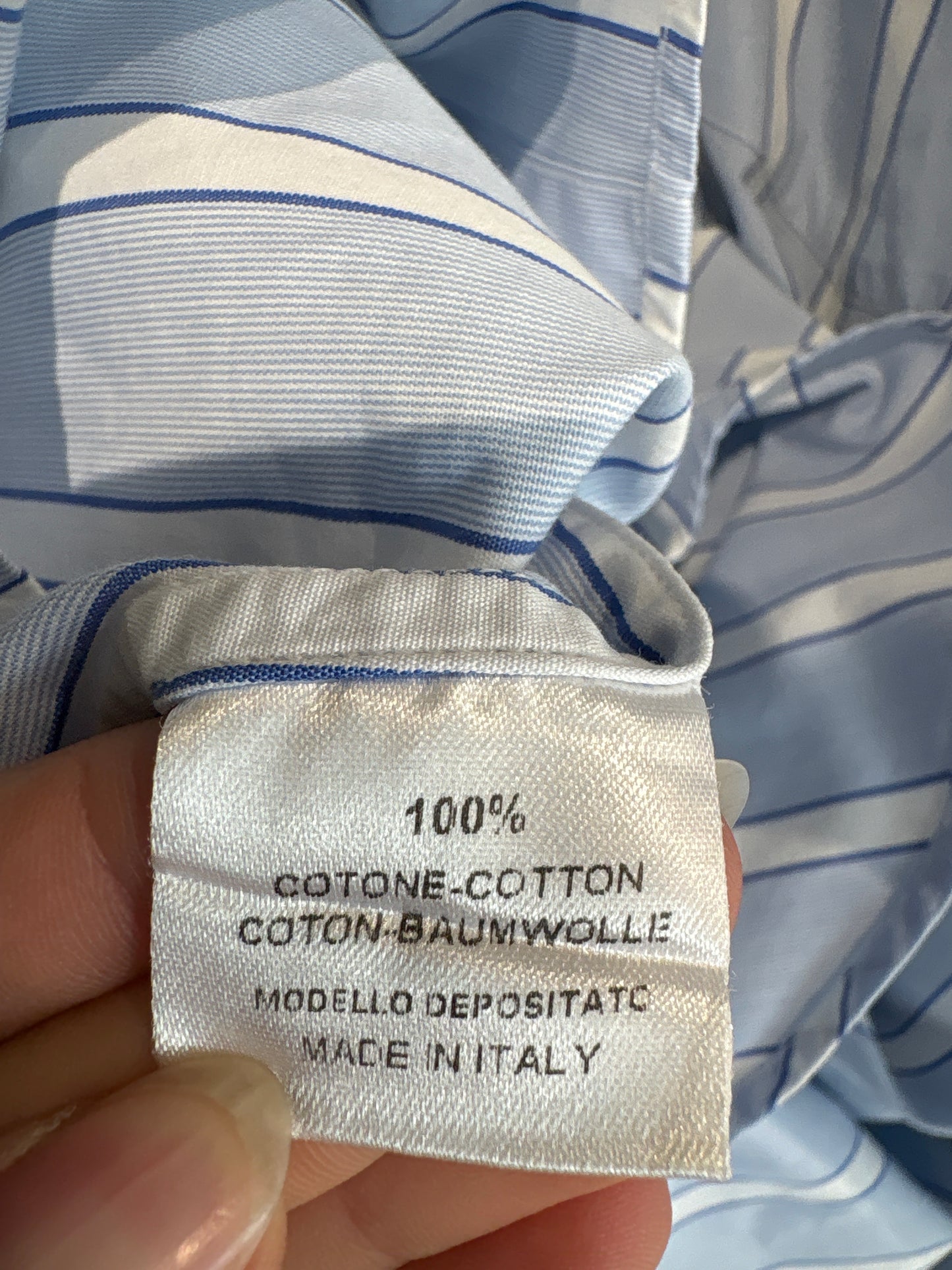 Cămașa baby blue petite cu dungi verticale din poplin premium de bumbac