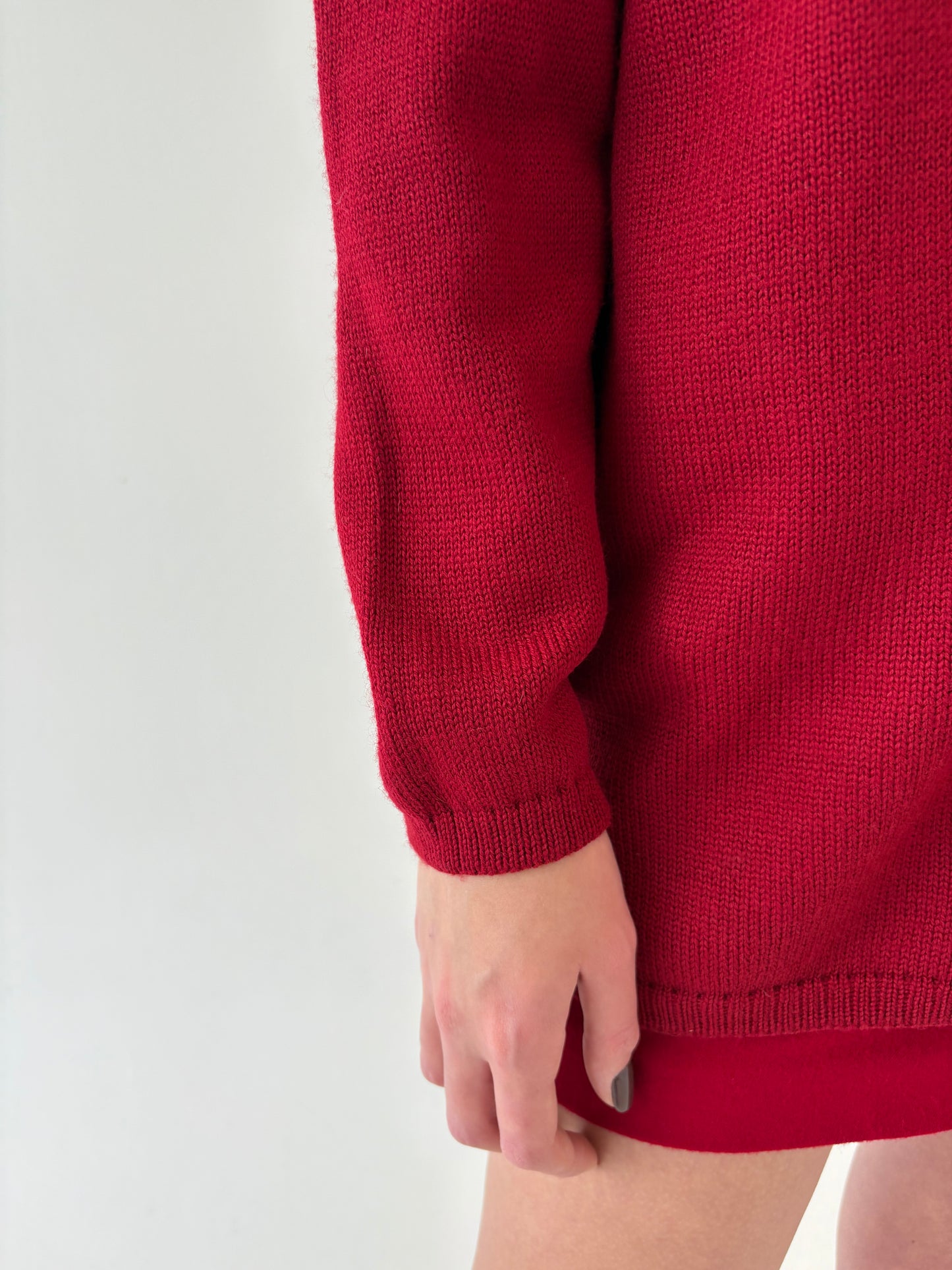 Cardigan gros tip jachetă burgundy din lana merino extrafina de gramaj mare