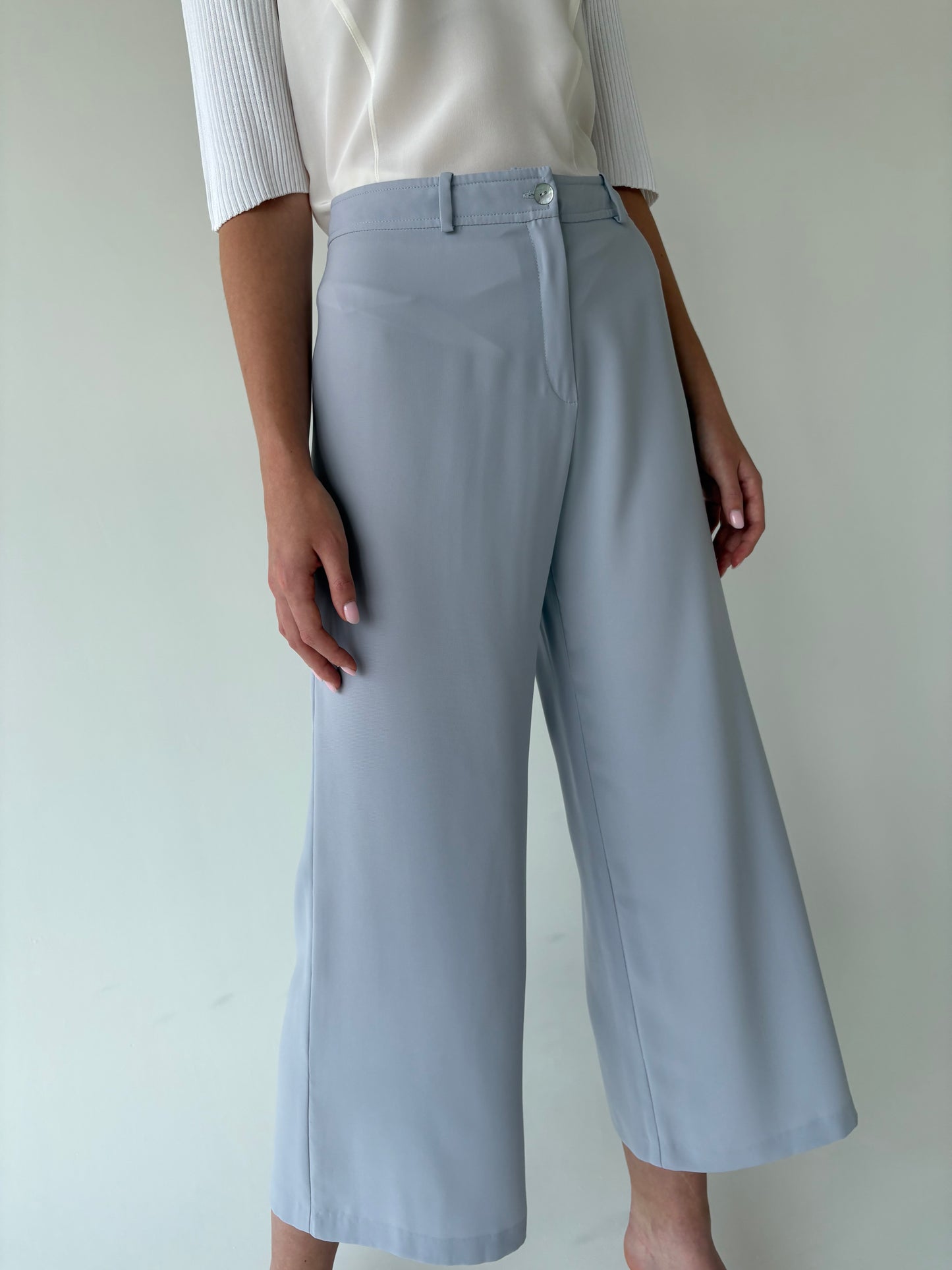 Pantaloni business palazzo blue light gray