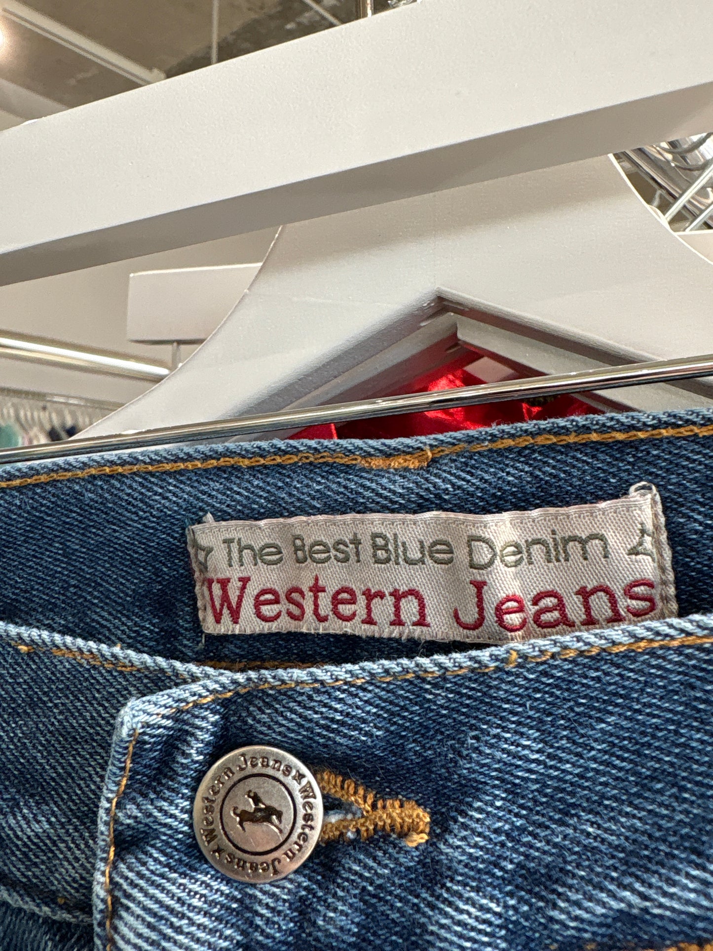 Jeans super tall vintage premium classic wash cu talie înaltă