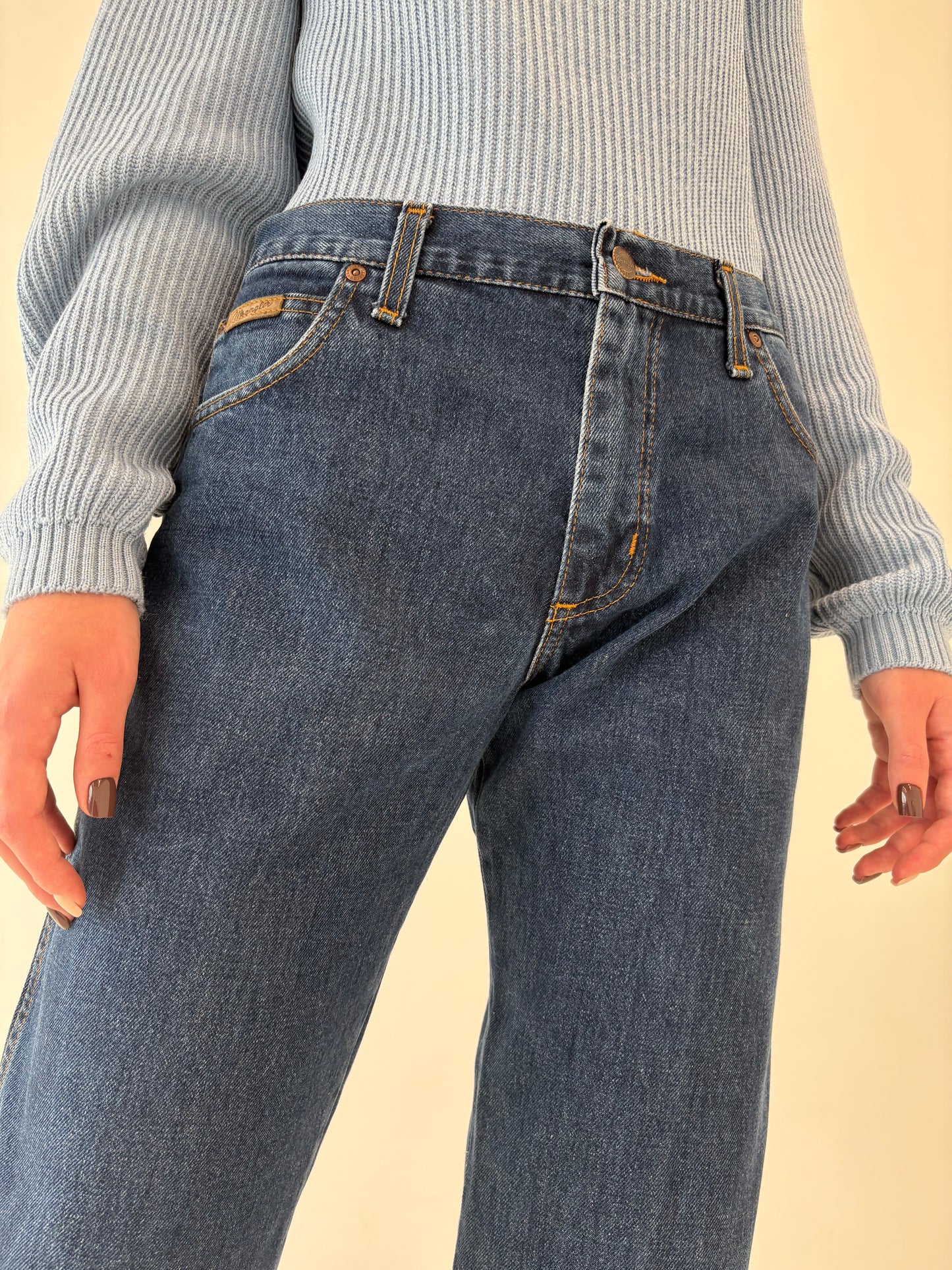 Jeans vintage premium dark wash din bumbac gros structurat