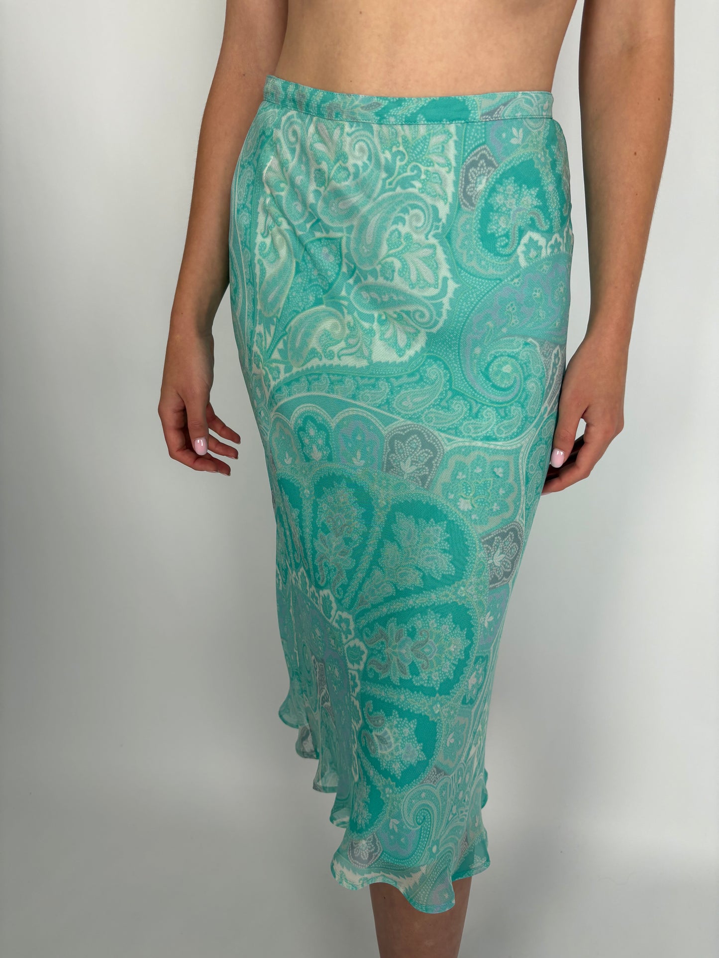 Fustă de brand luxury plus size Marina Rinaldi cu print paisley