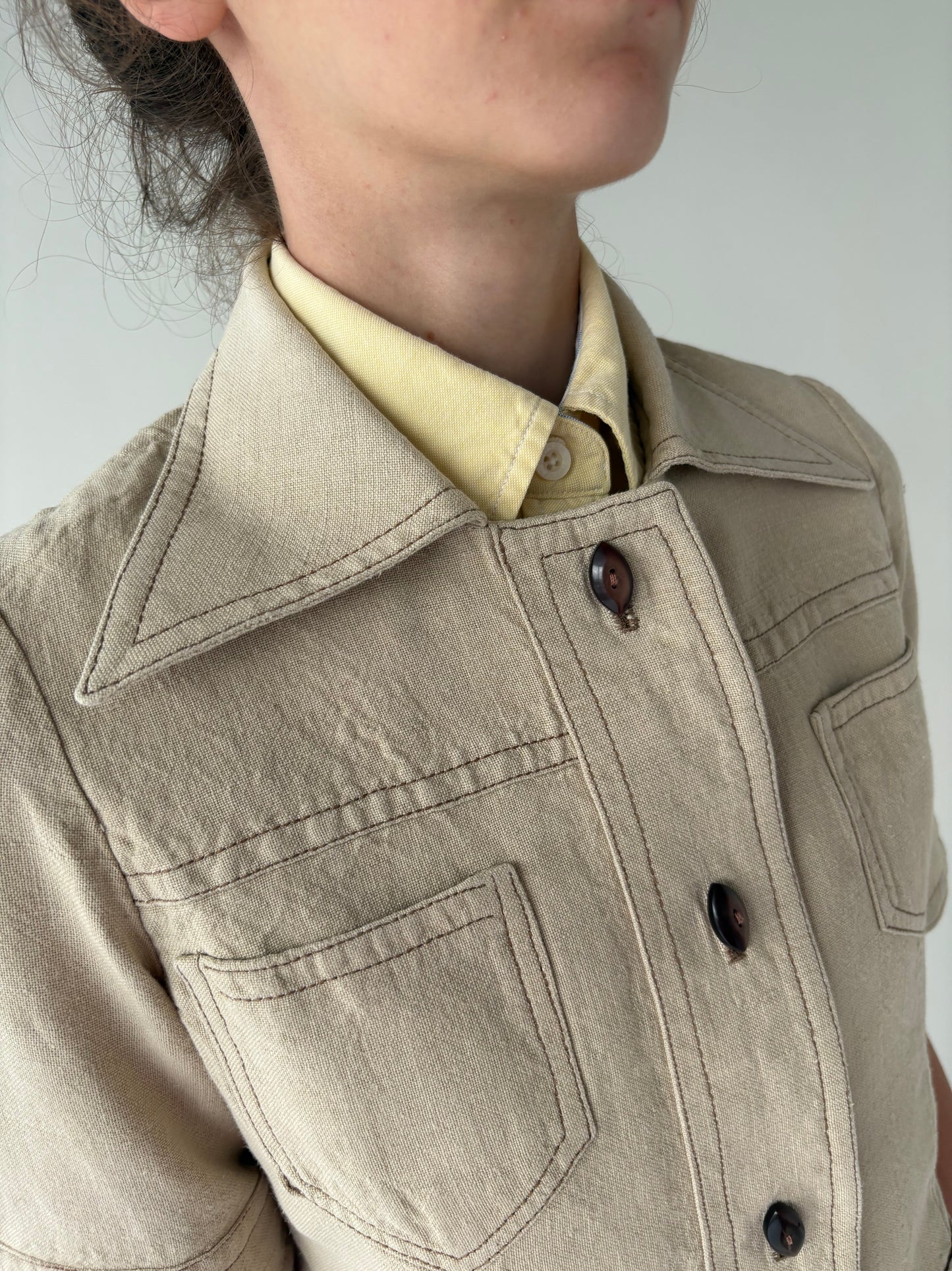Sacou vintage safari din anii 70 in stil Yves Saint Laurent