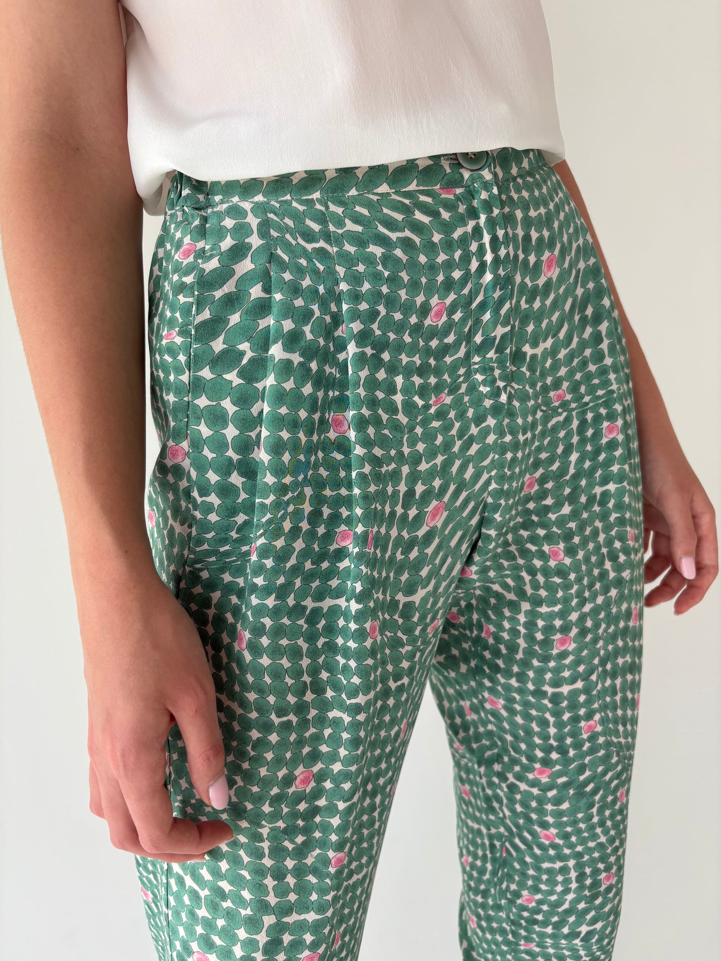 Pantaloni petite de brand premium italian din mătase naturală