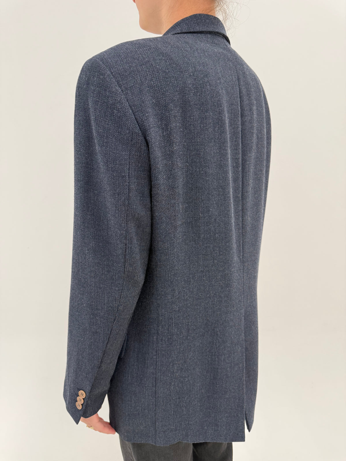 Sacou Joop tall dark jeans blue din stofă melanj de lana extrafina cu vascoza