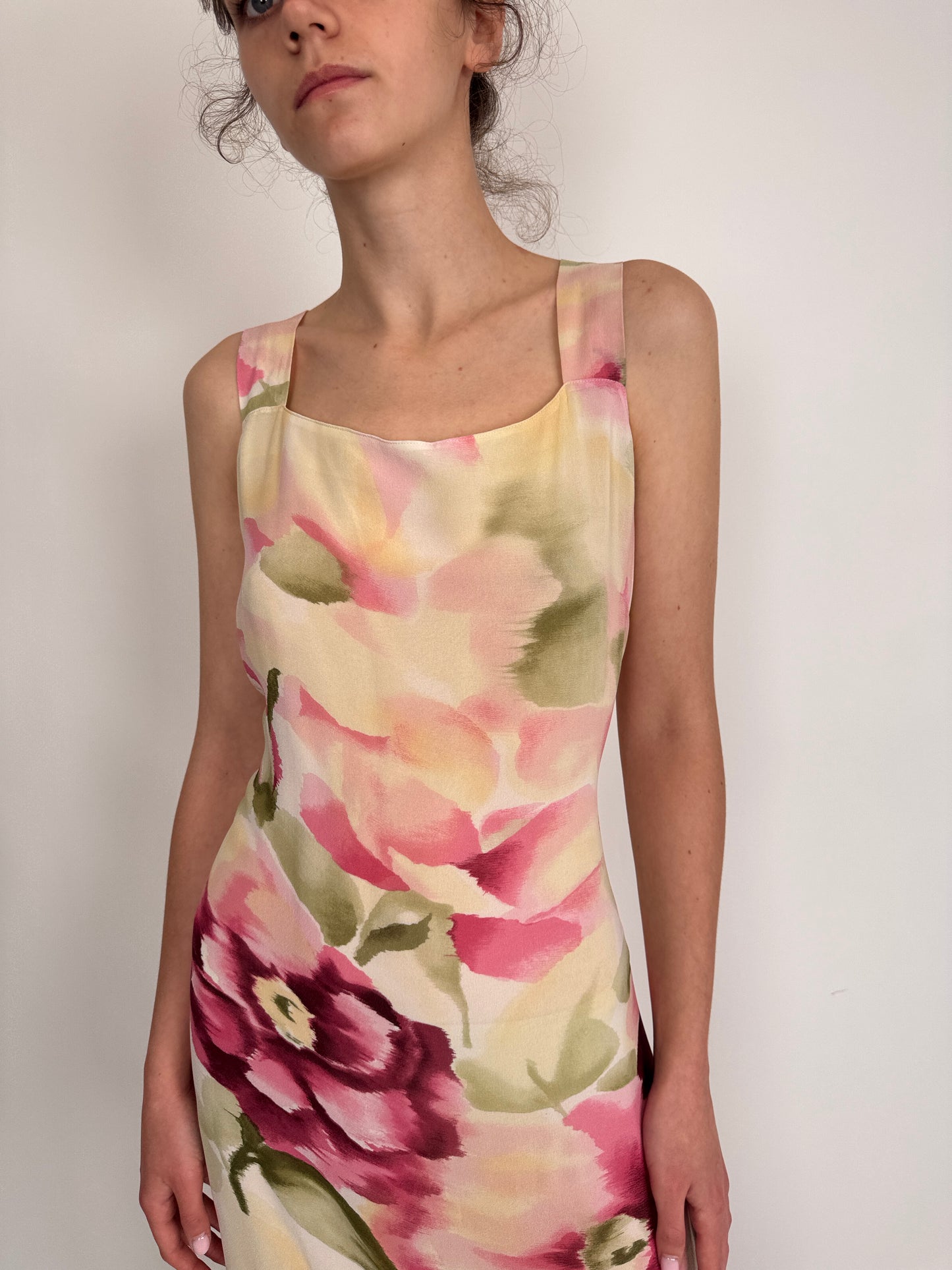 Rochie Madeleine din 2 rânduri de Georgette de mătase naturală