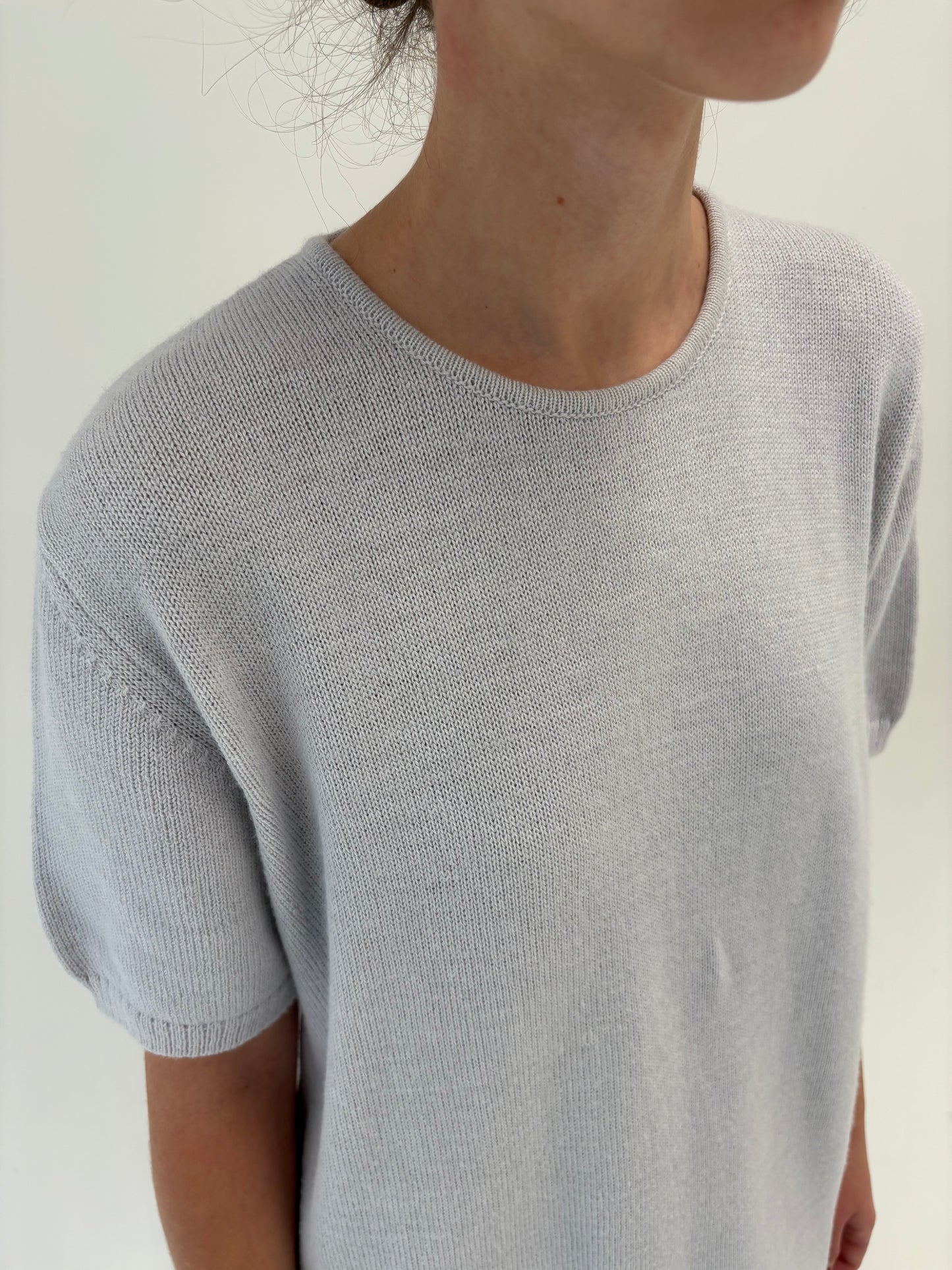 Top de gramaj mare silver gray din lana merino extrafina