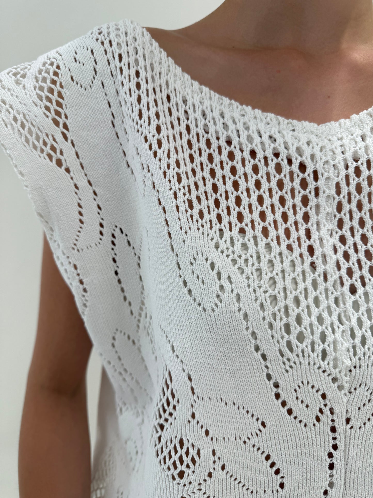 Set excepțional din macrame ultra confort și pânză de in cu fustă maxi