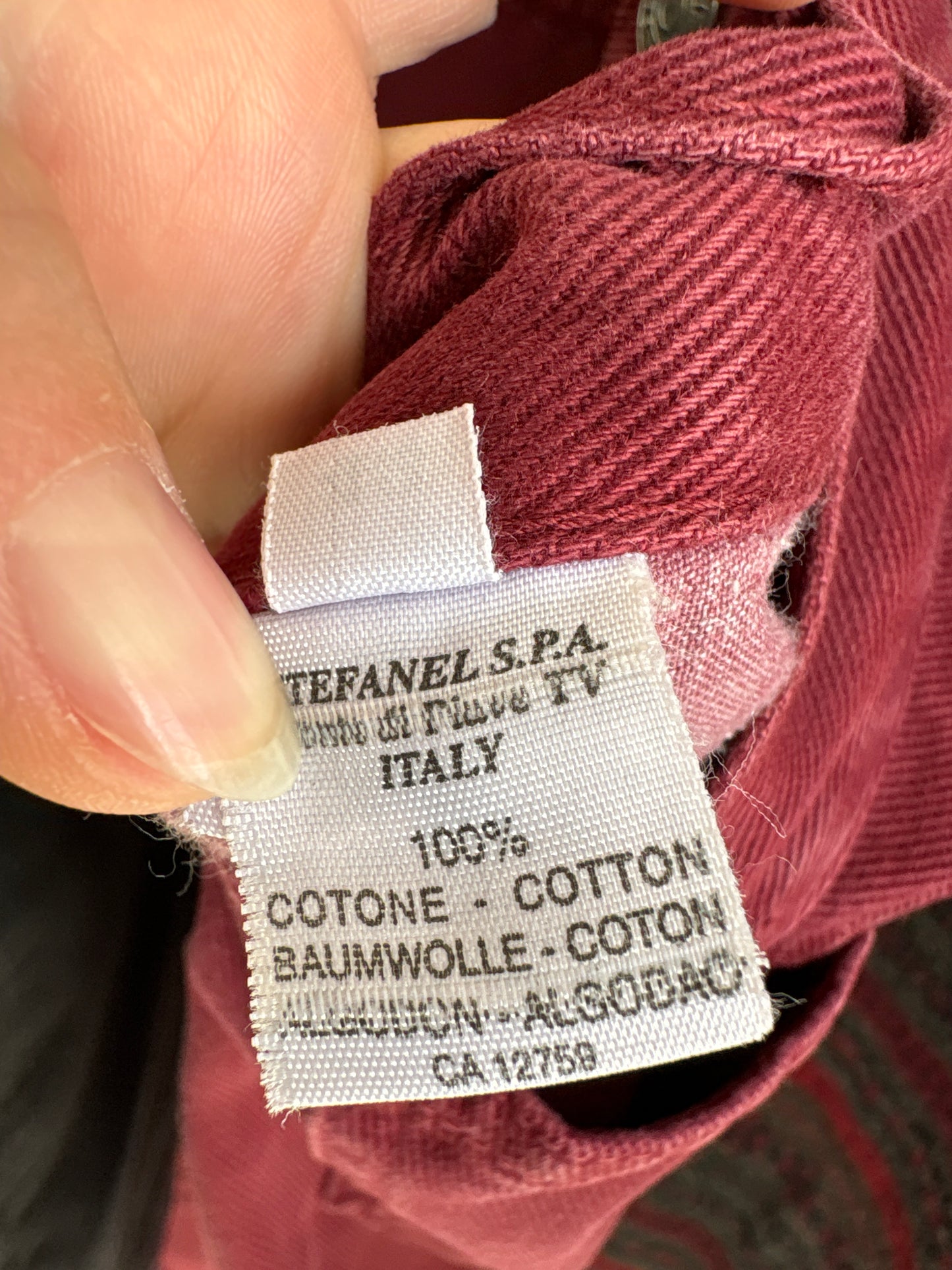 Jeans burgundy vintage premium Stefanel cu talie înaltă mom fit