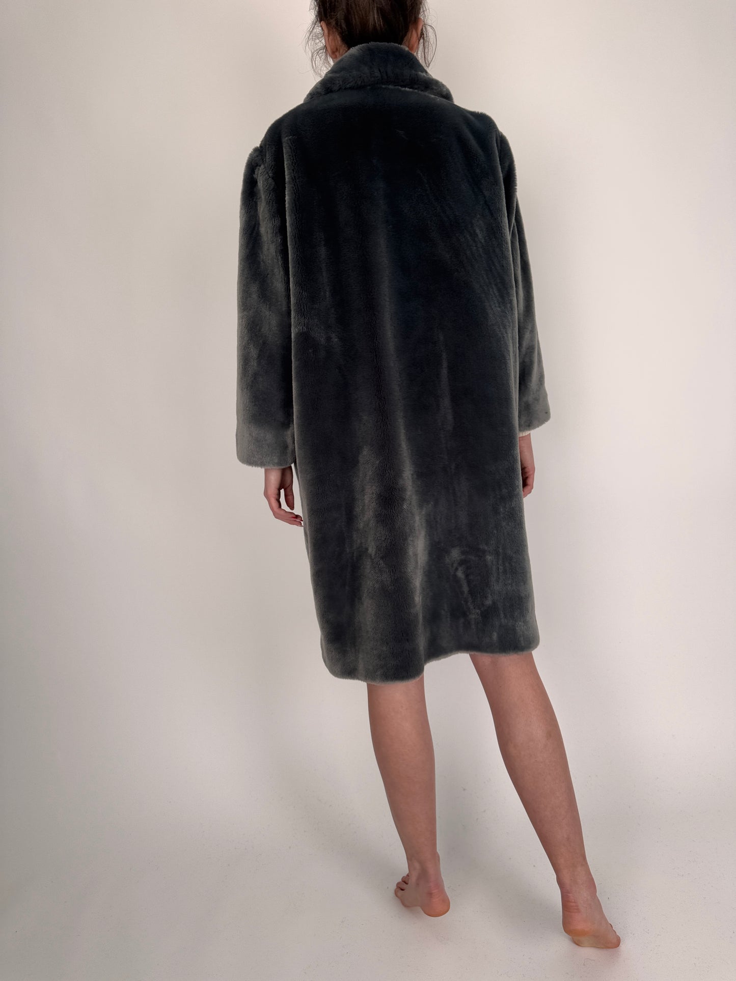 Teddy coat premium steel gray persoane petite
