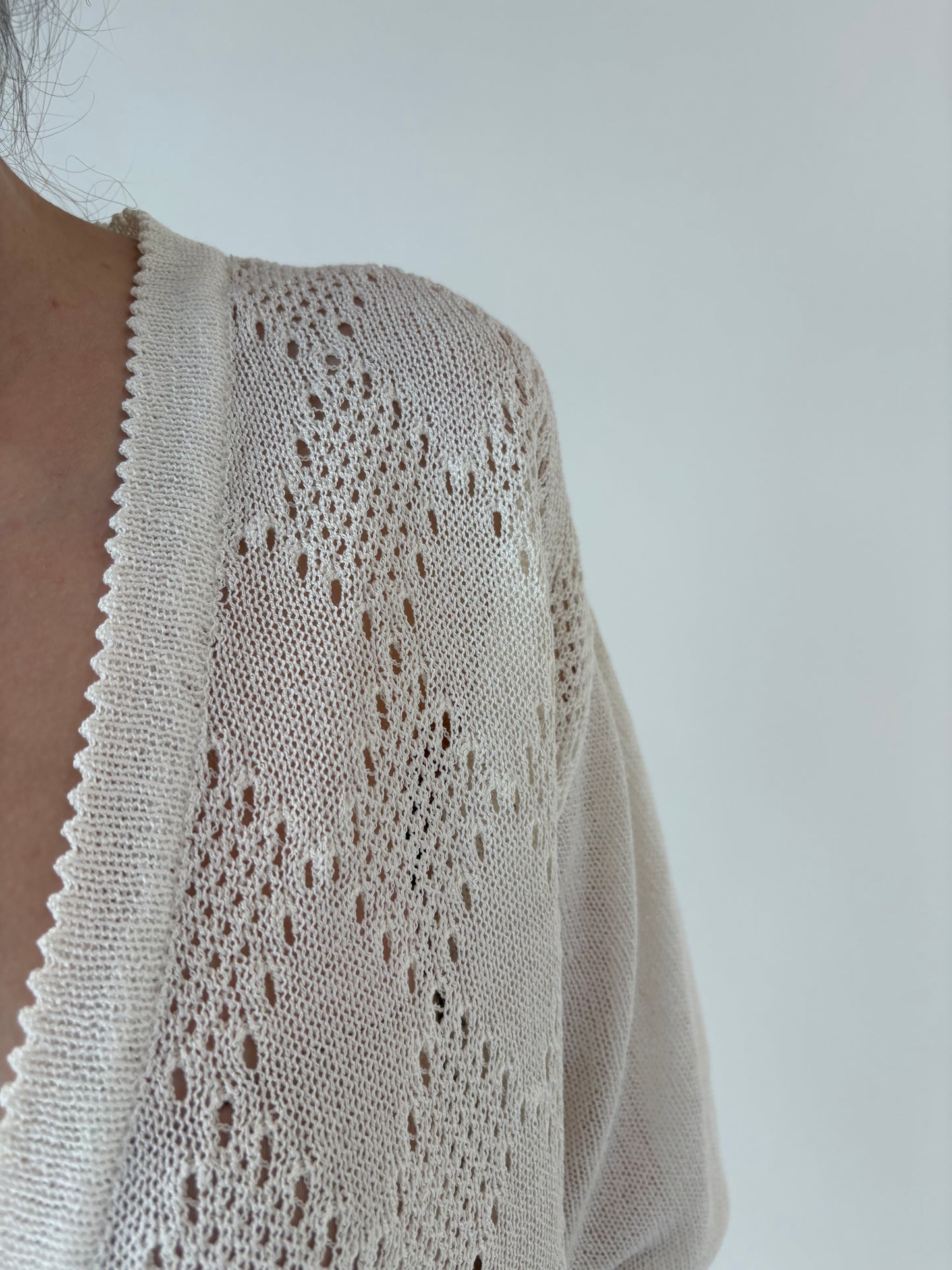 Top vintage butter white din jerse dantelat