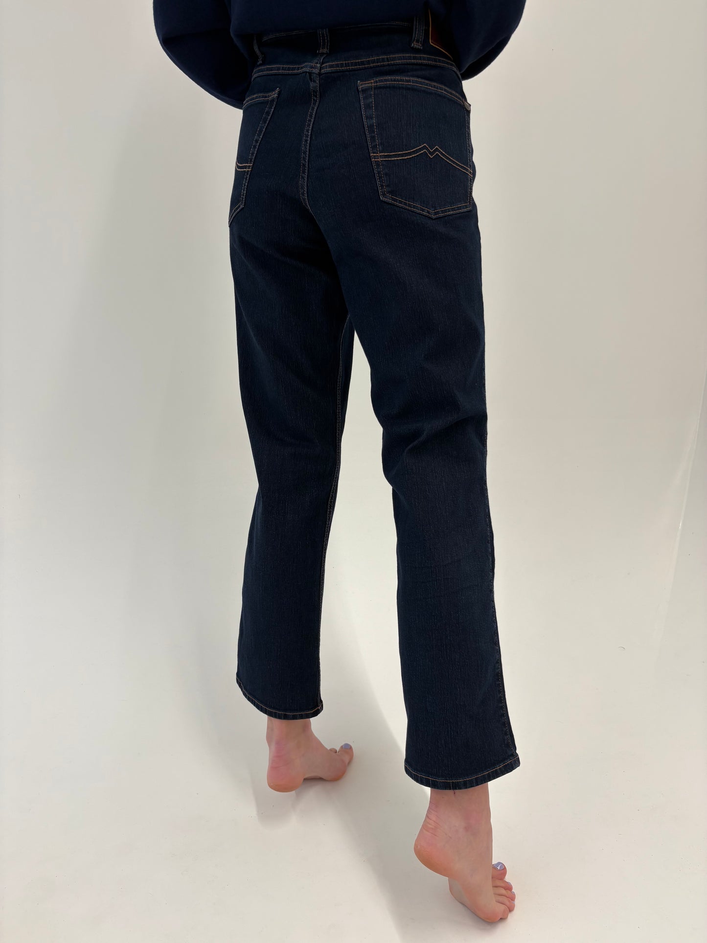 Jeans premium dark wash modelatori straight leg cu talie înaltă