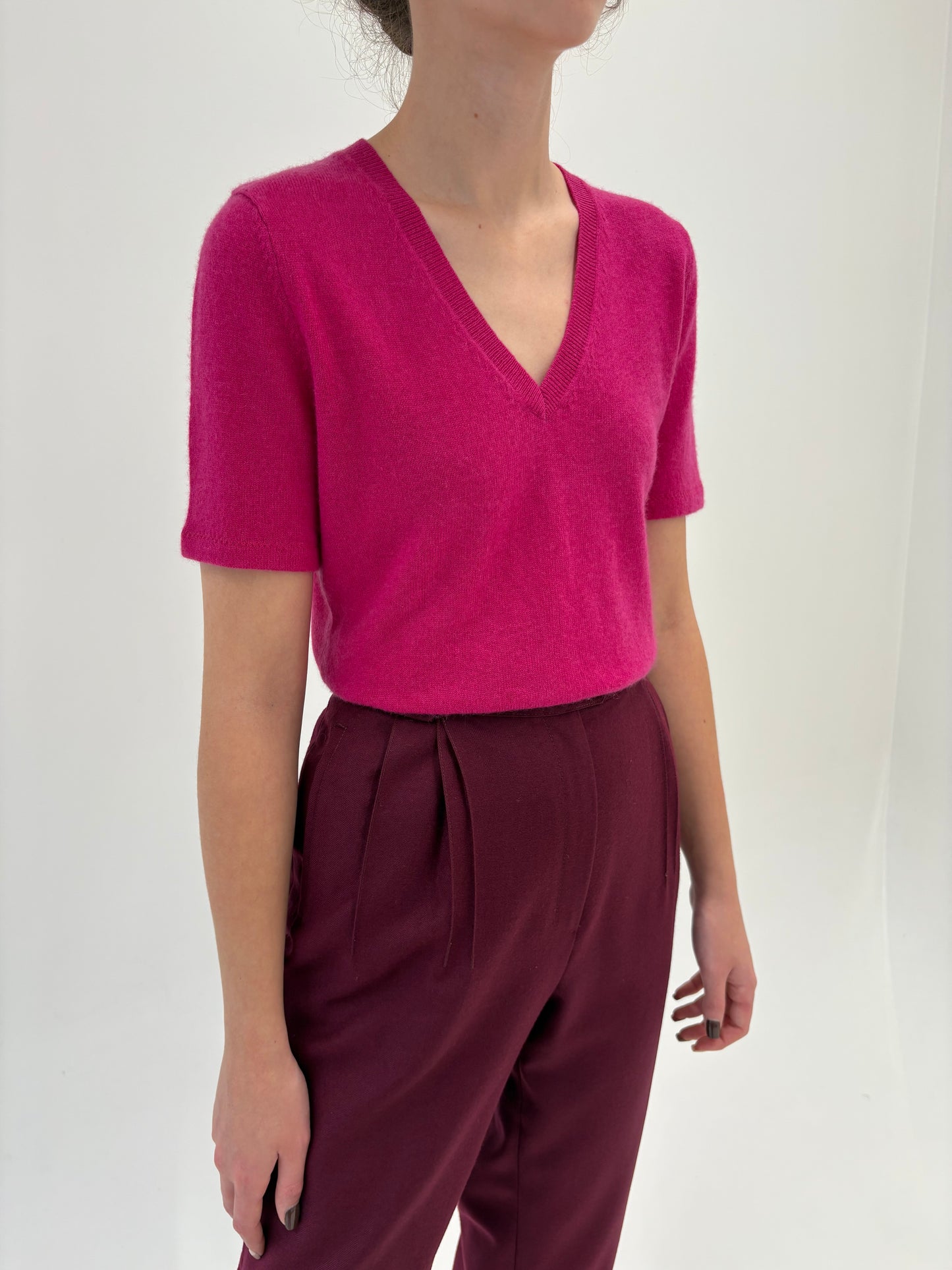 Top super premium din cașmir multiply fucsia Liu&Jo