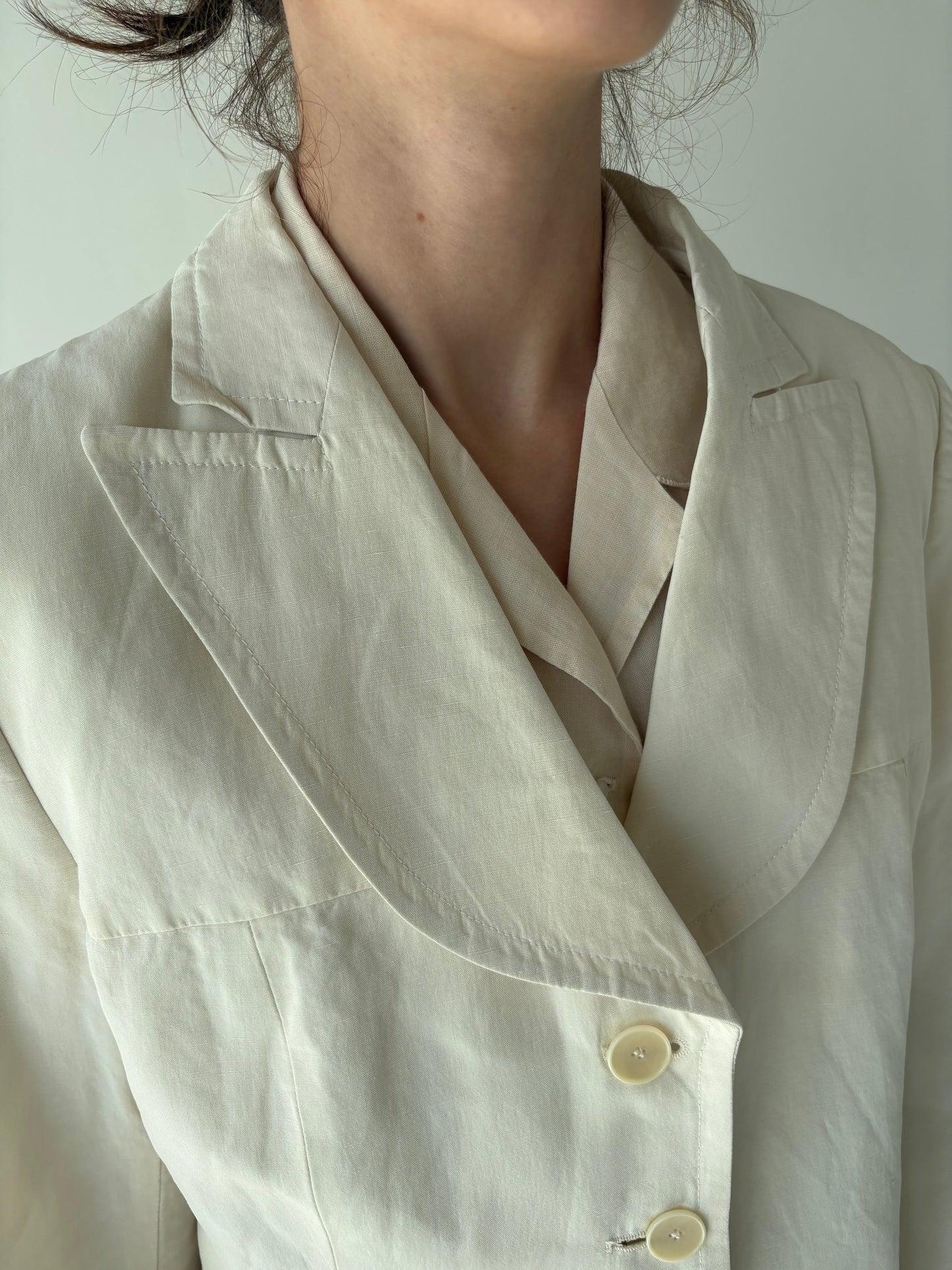 Sacou luxury René Lezard din mătase naturală și în butter white