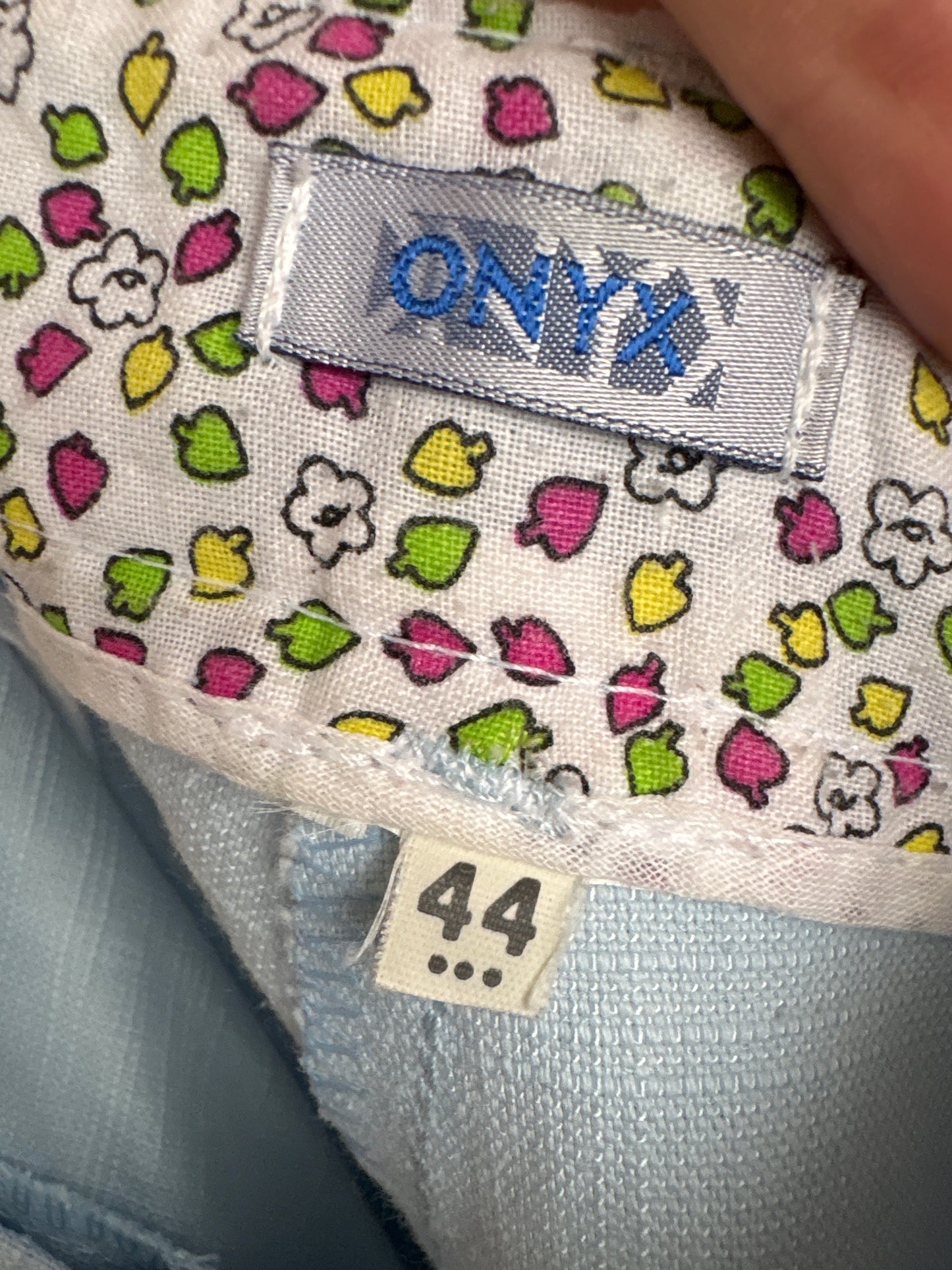 Pantaloni baby blue din panza de in în croi evazat