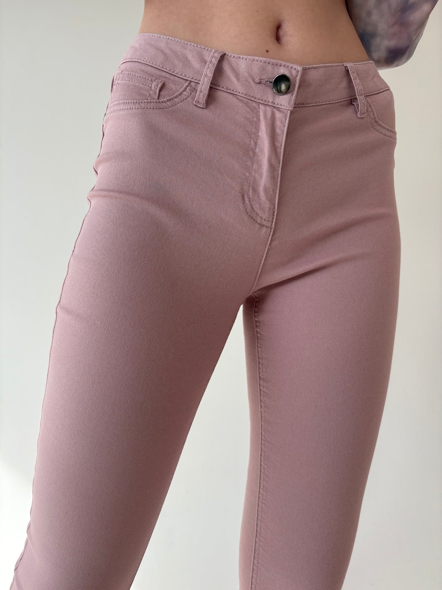 Jeans premium light pink petite capri modelatori