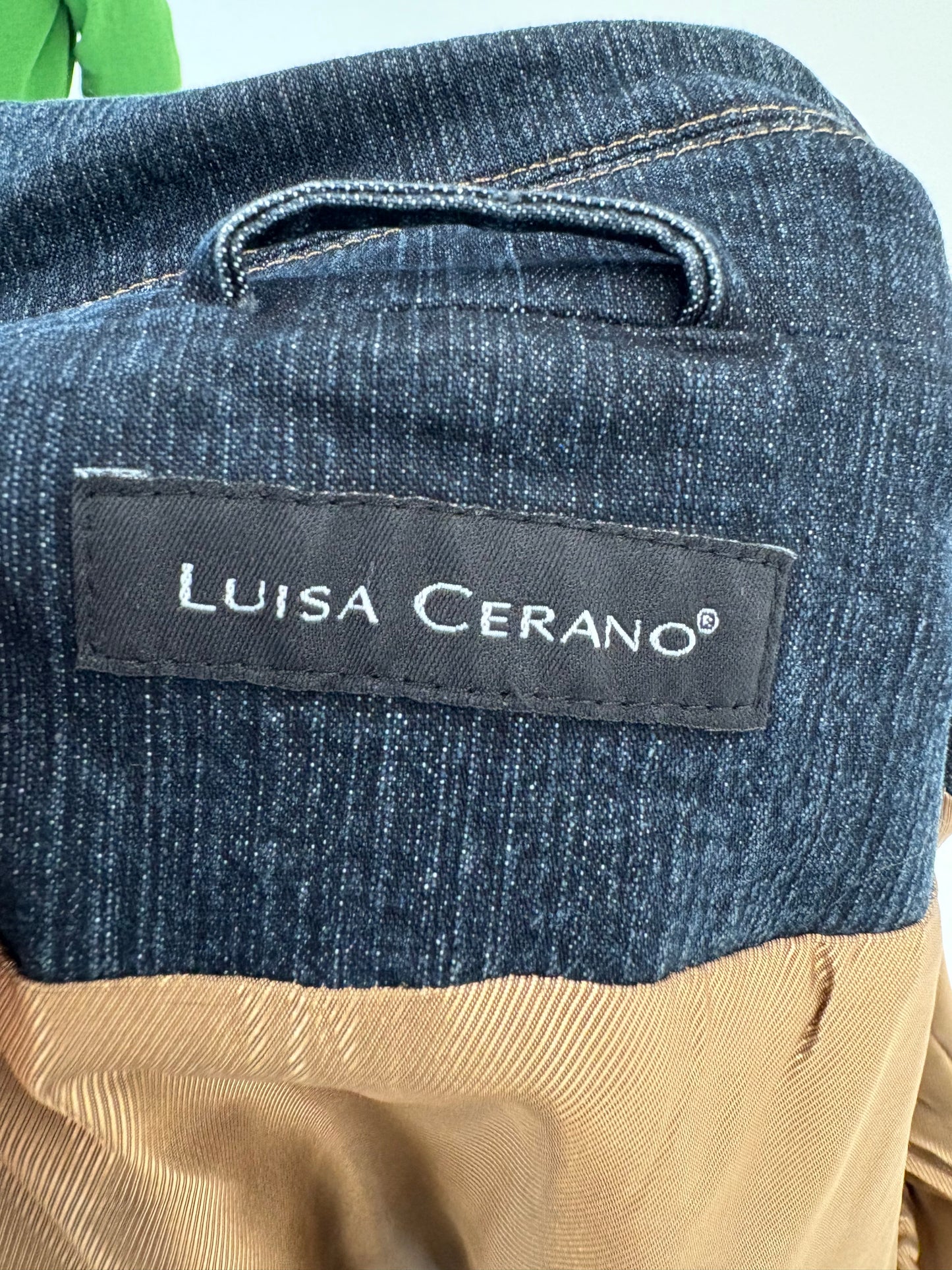 Geacă de jeans de brand luxury Luisa Cerano cu interior matlasat dark wash