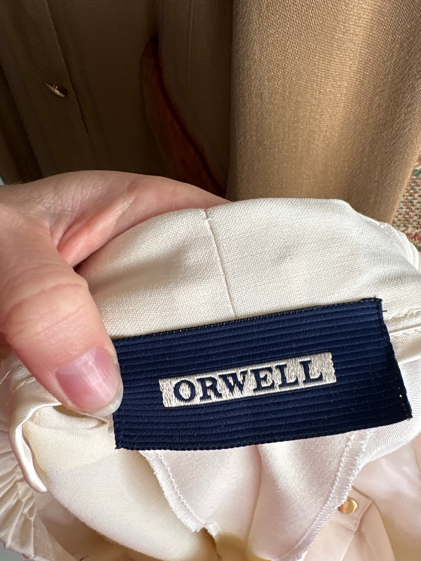 Pantaloni butter white cu talie înaltă din lanita foarte subțire de primăvară