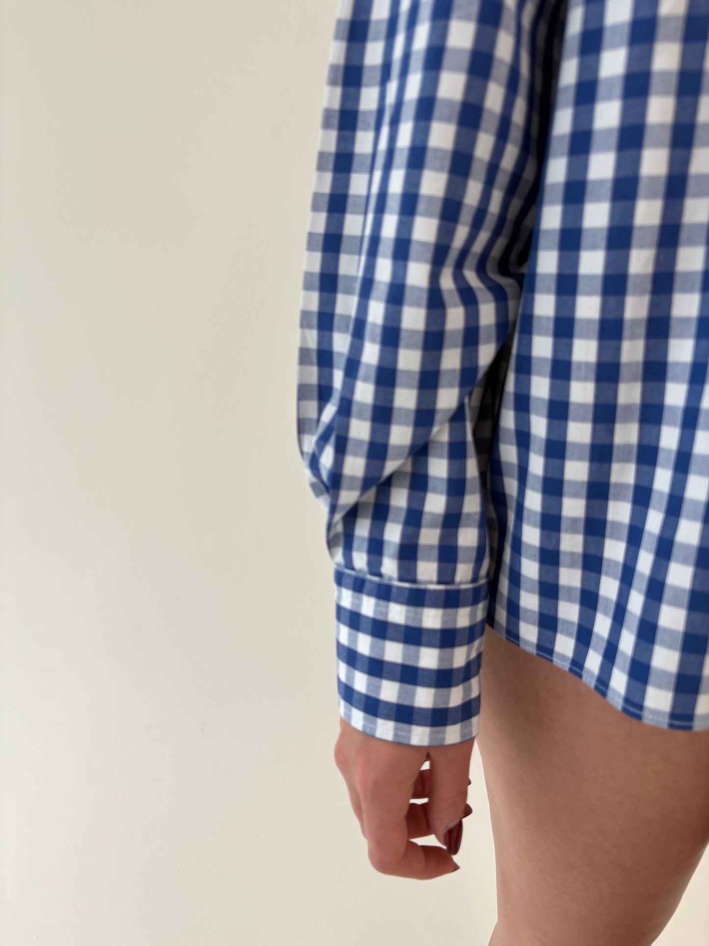 Cămașa din poplin premium de bumvac în carouri albastru cerneală