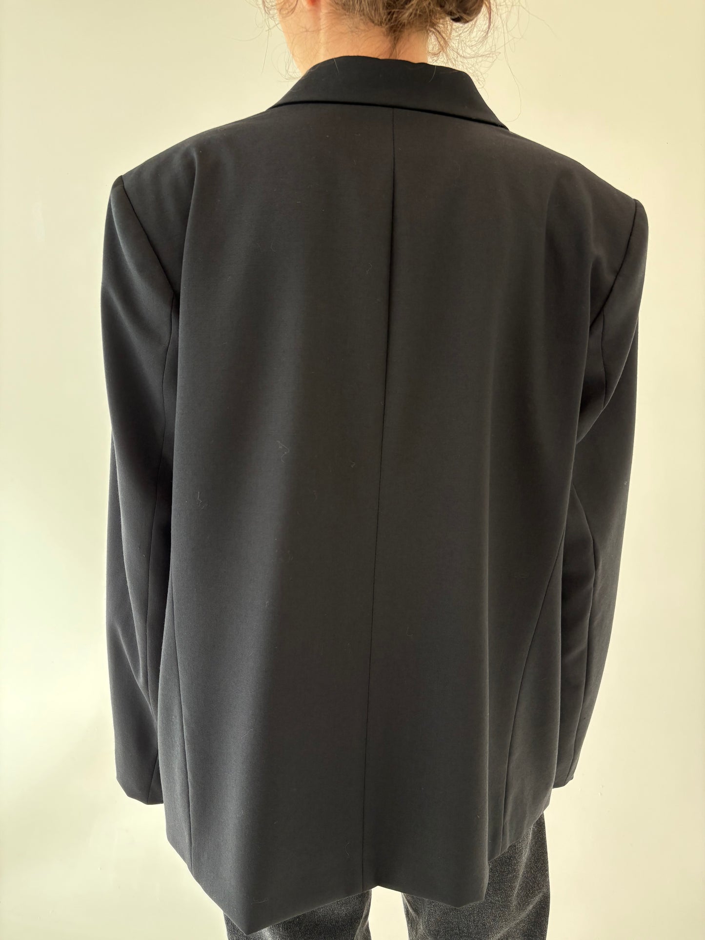 Sacou negru super premium italian din lana extrafina virgină plus size