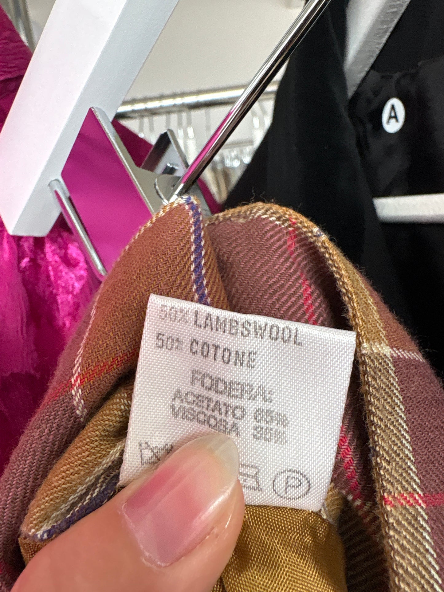 Fustă în carouri cu talie ultra înaltă și buzunare din lana extrafina si bbc