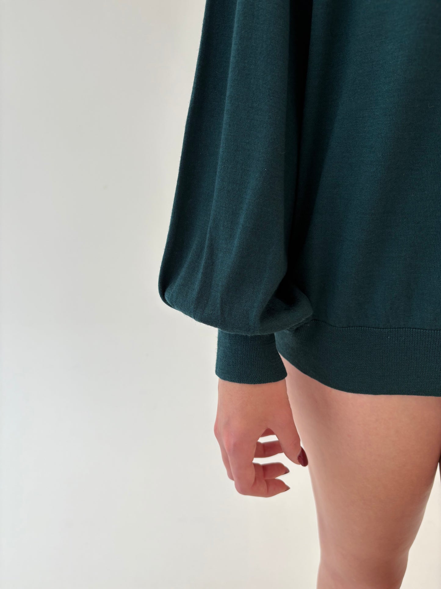 Pulover de brand super premium forest green cu mâneci ample