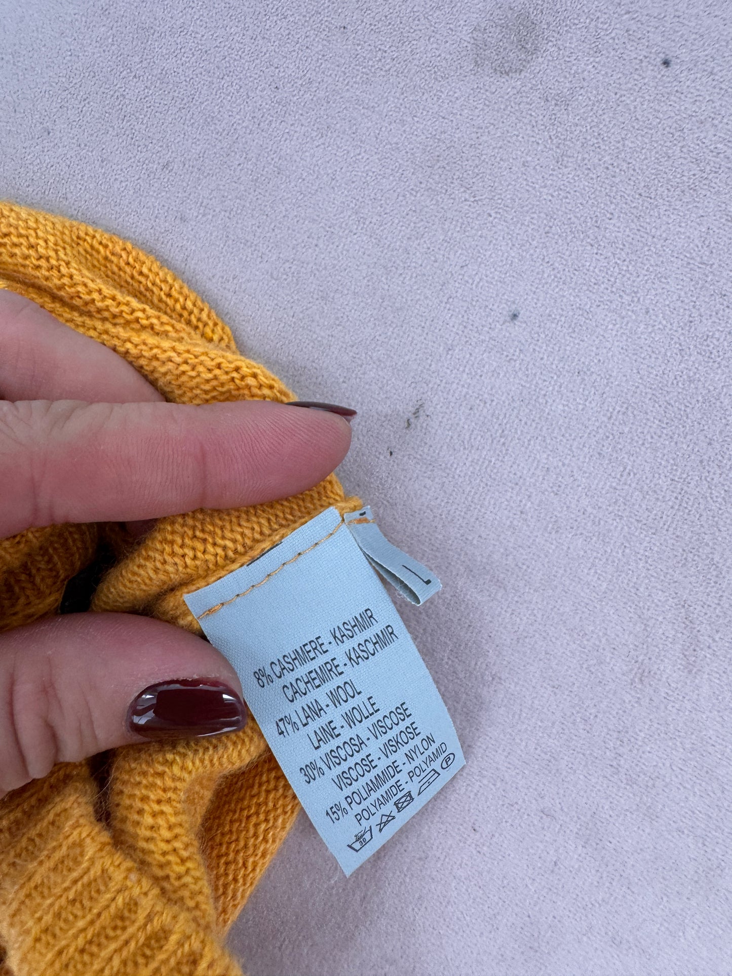 Cardigan italian amber yellow din lana extrafina cu cașmir