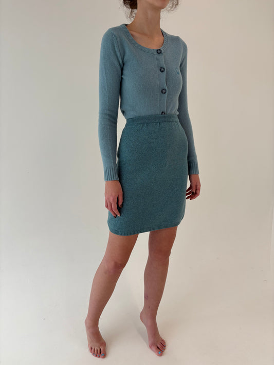 Fustă iceberg blue din tricot  excepțional de lana extrafina