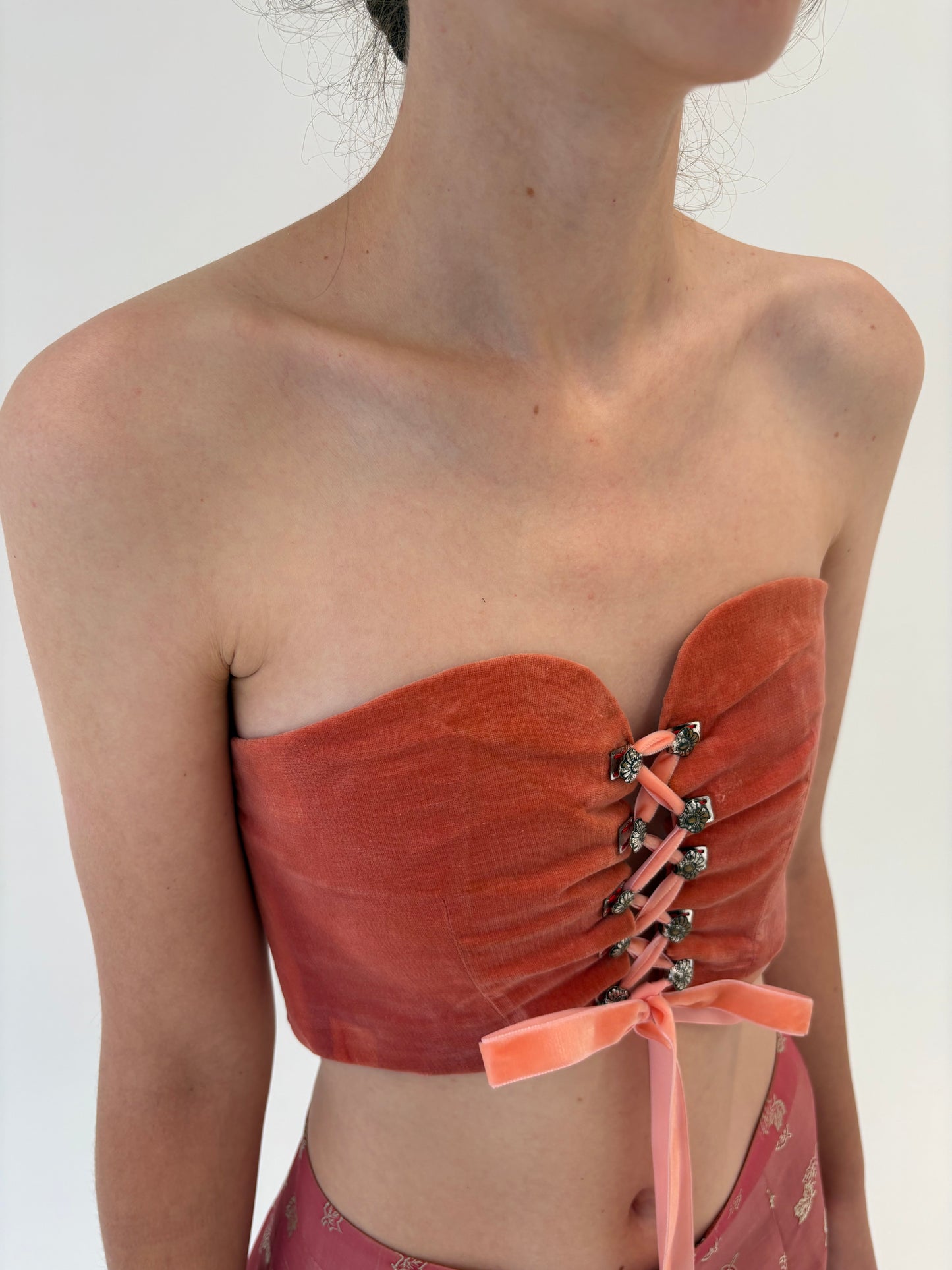 Corset vintage din catifea ușor reglabil