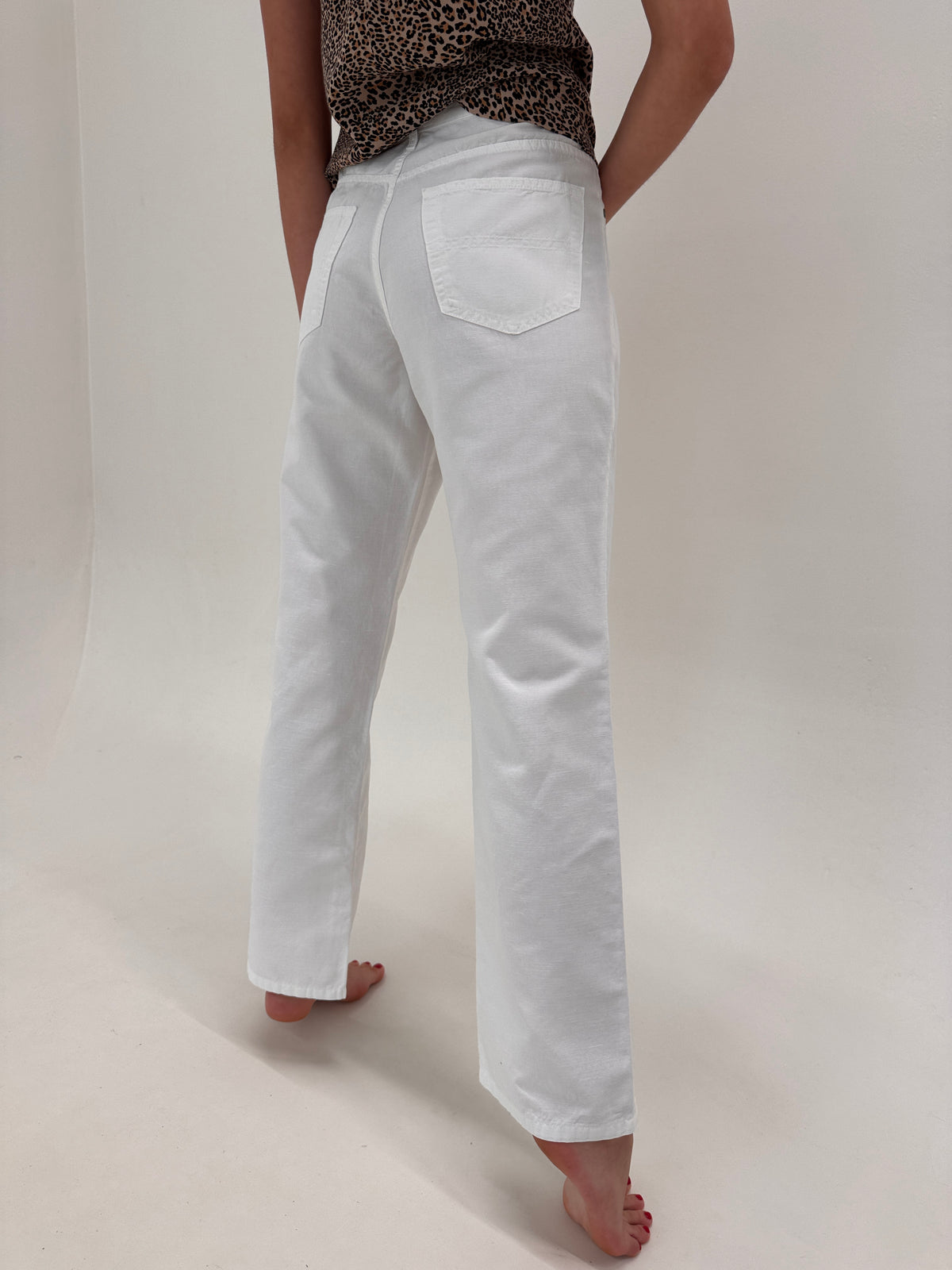 Pantaloni luxury tall Trussardi din canvas de bumbac în croi clasic atemporal