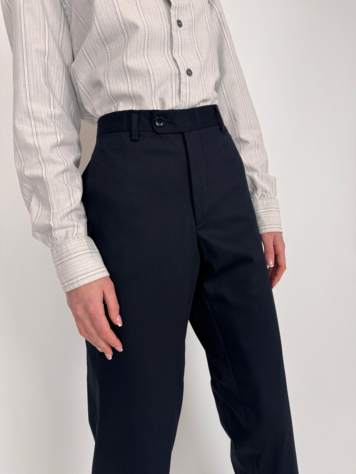 Pantaloni dark Navy tall din lanita de primăvară