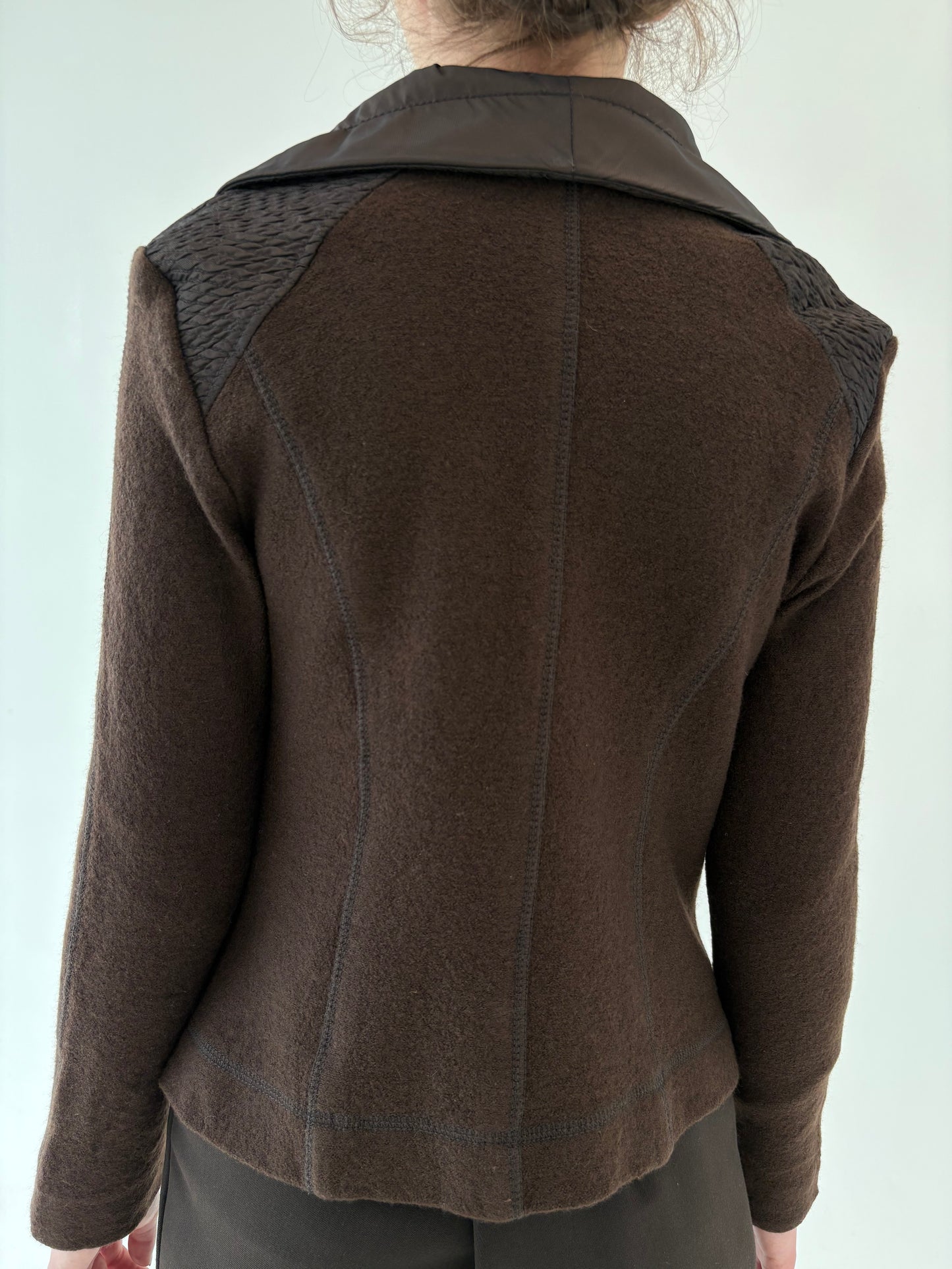 Sacou petite cambrat chocolate brown din boiled wool extra confort