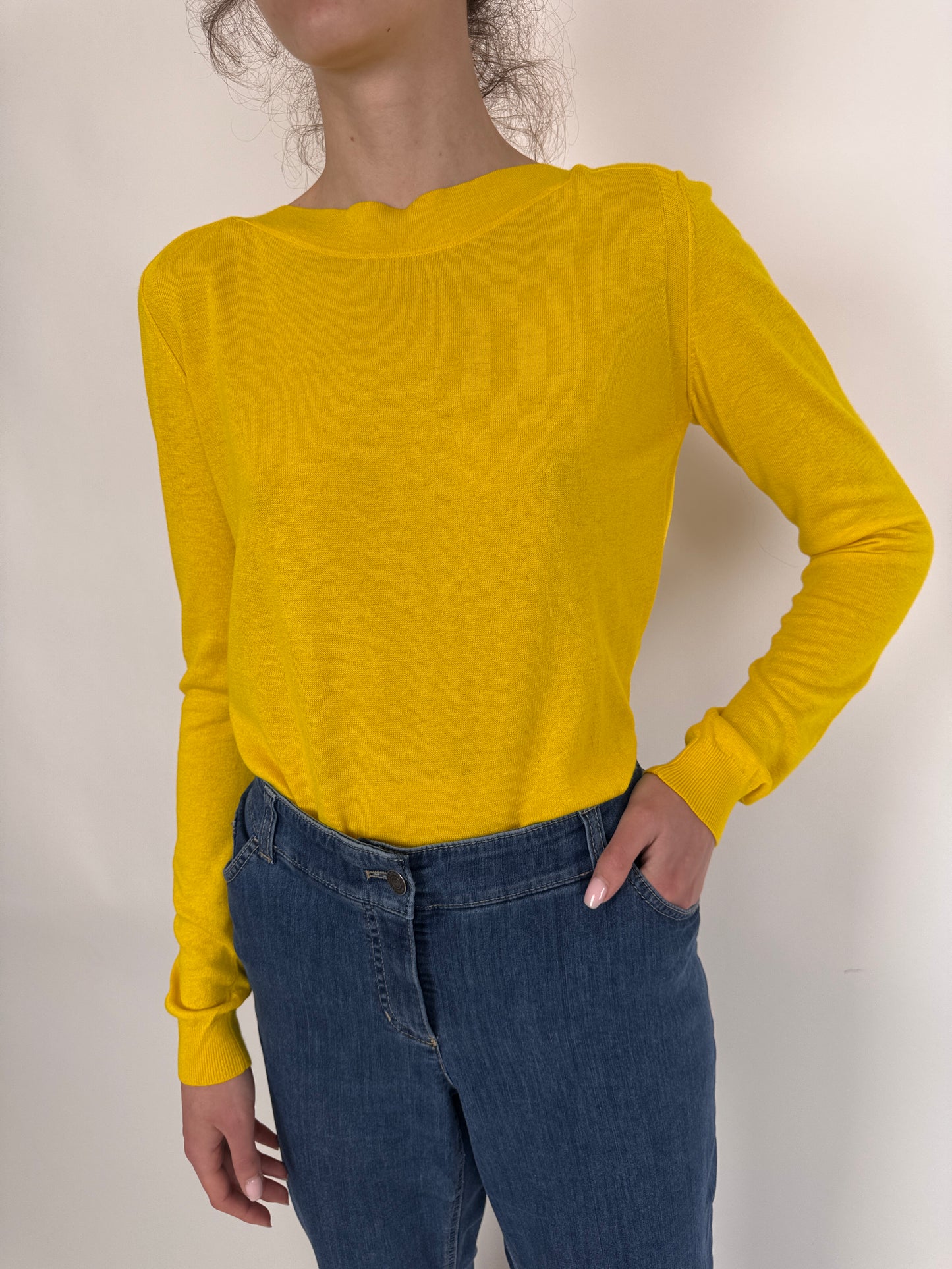 Bluză amber yellow Patrizia Pepe din jerse și satin