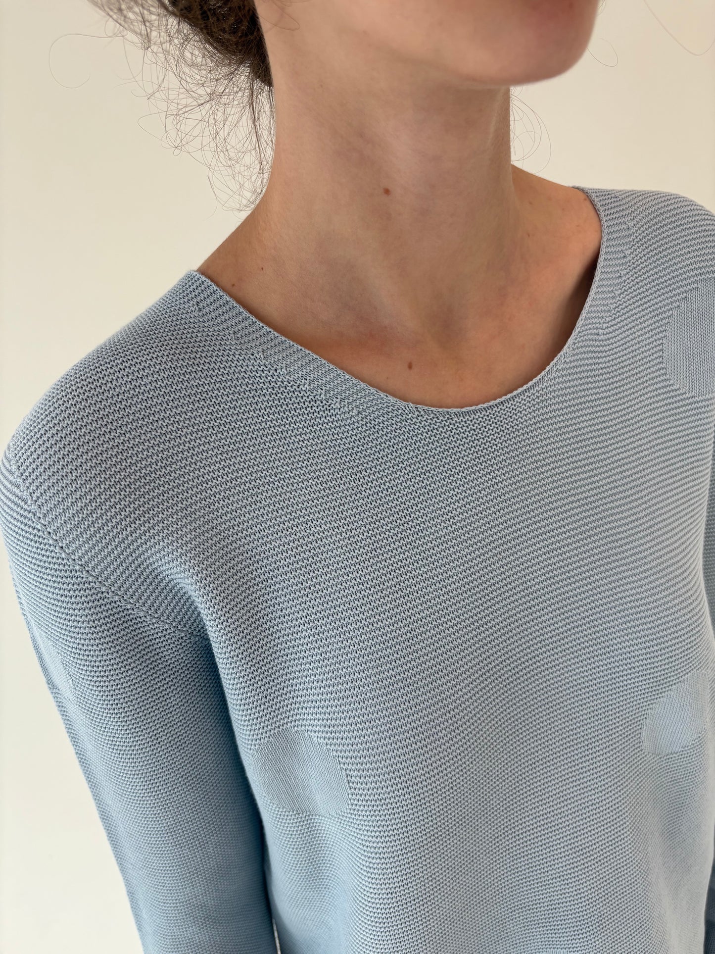 Pulover baby blue din bumbc de gramaj mare