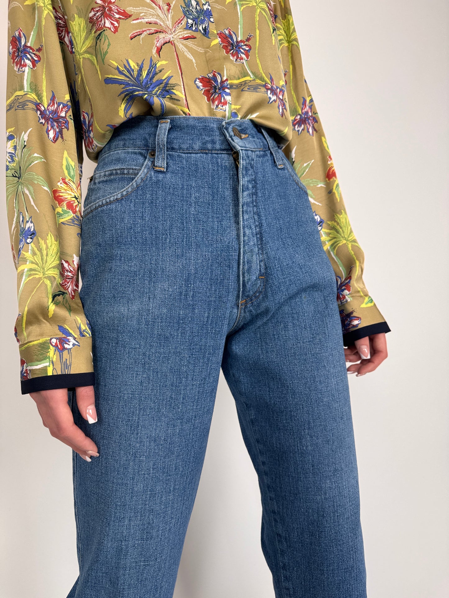 Jeanși vintage premium cu talie înaltă classic wash and fit