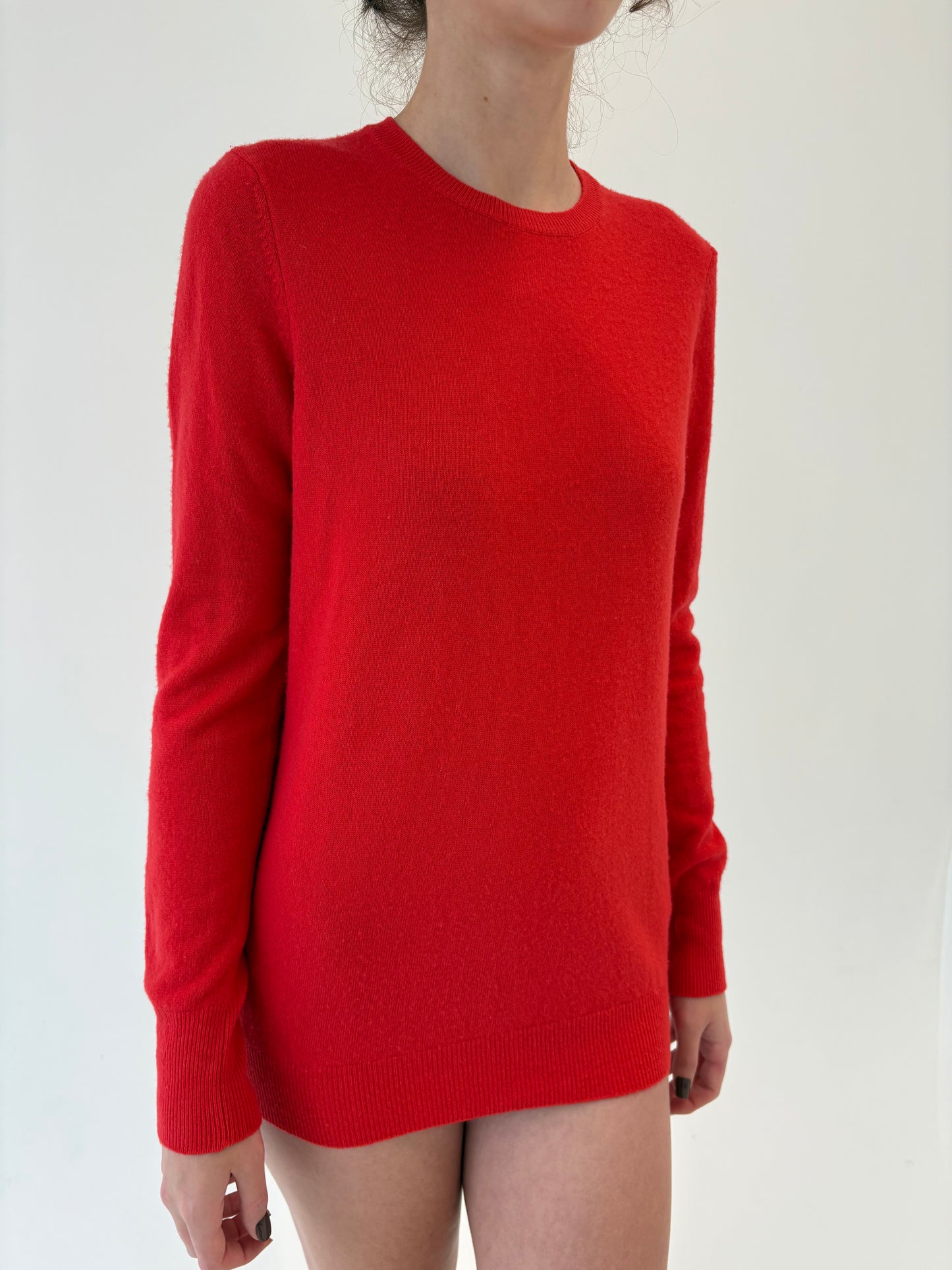 Pulover coral red din lana merino extrafina de gramaj mare tall