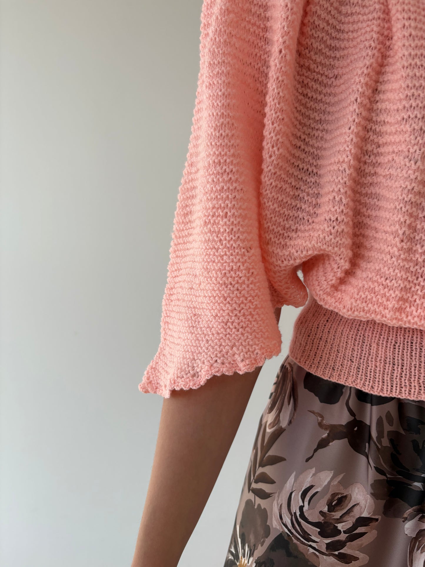 Cardigan vintage superb salmon pink din lana extrafina ușoară
