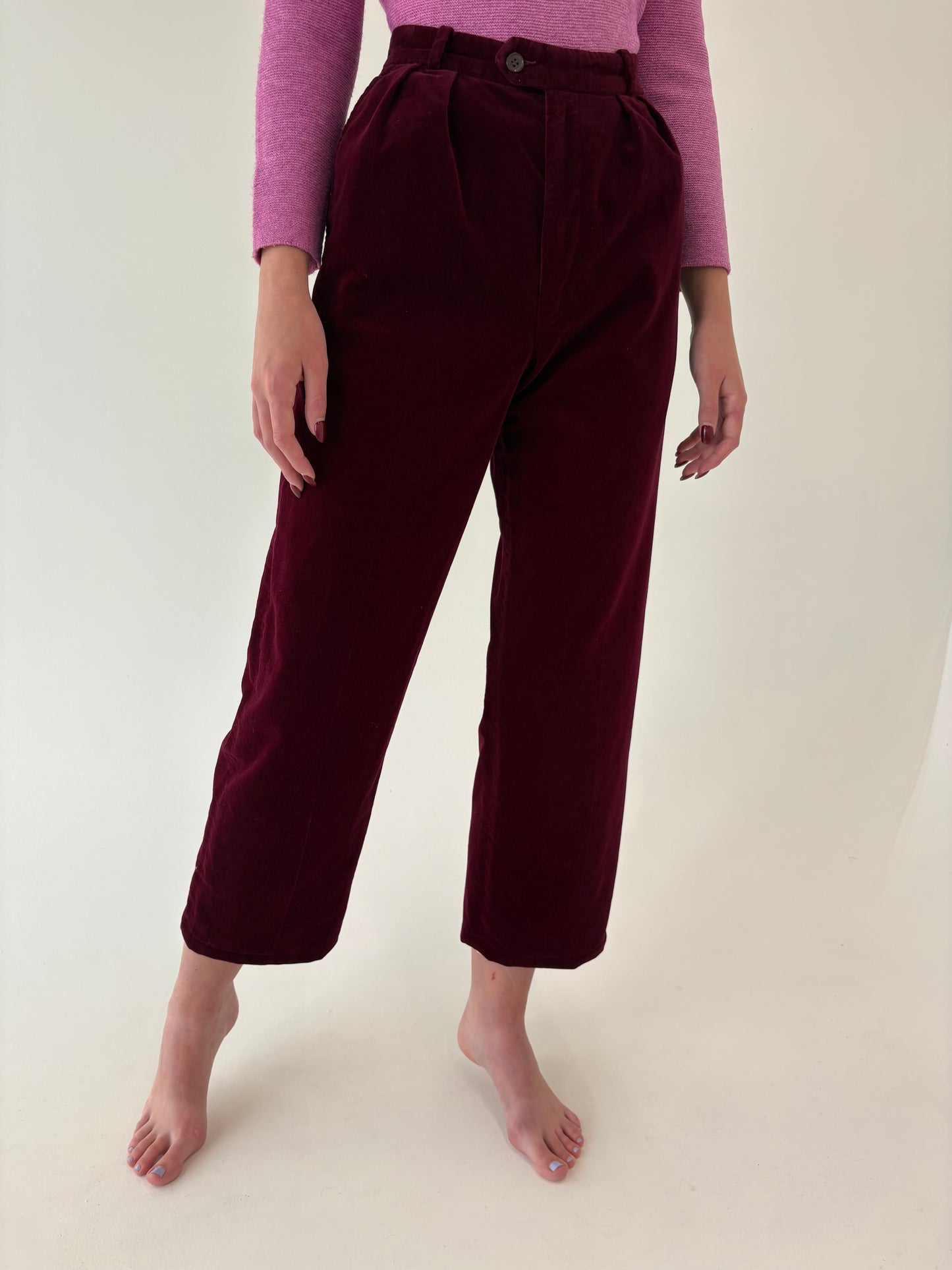 Costum italian burgundy din catifea luxoasă de bumbac