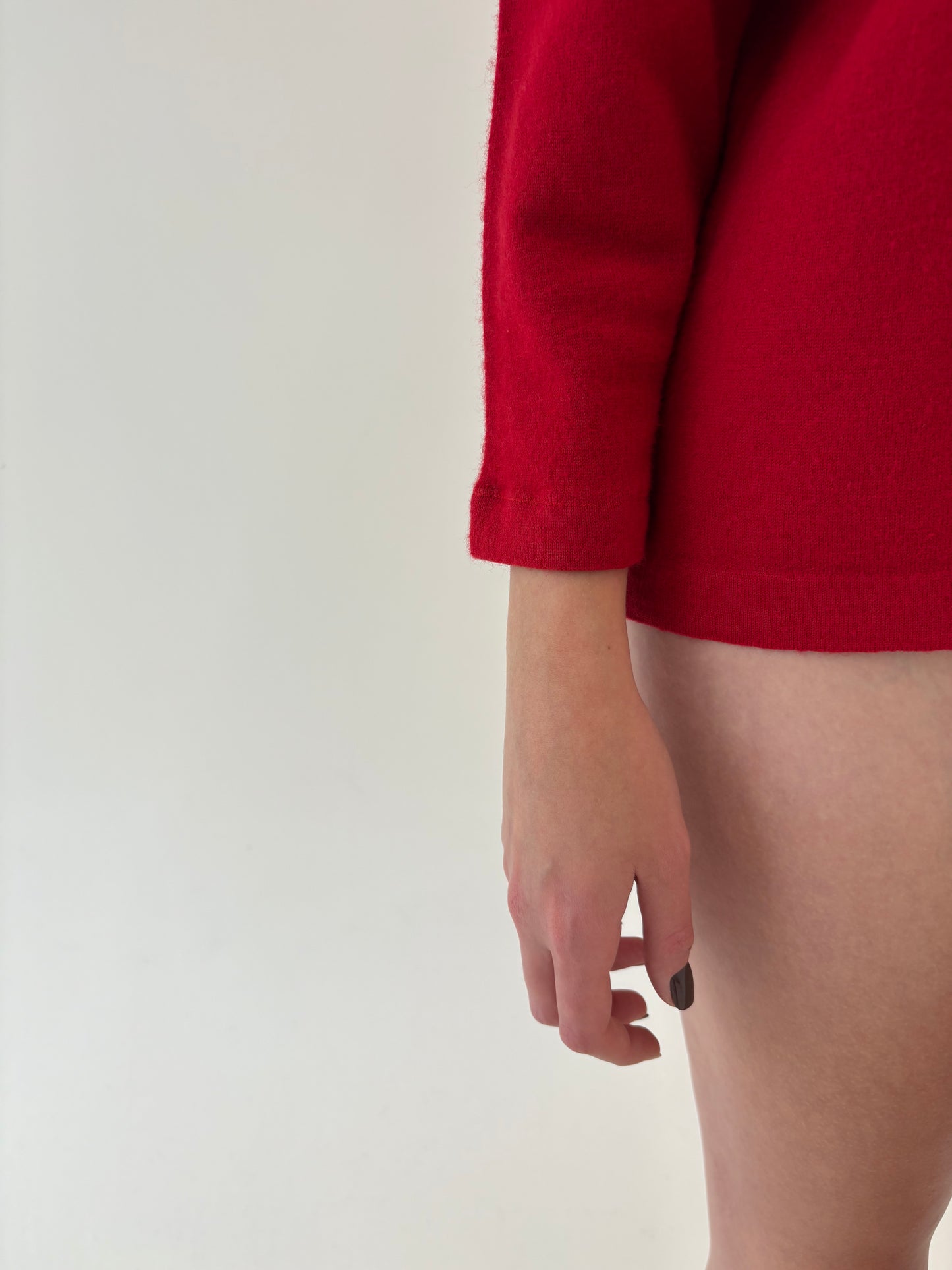 Pulover cherry red gros din lana merino extrafina