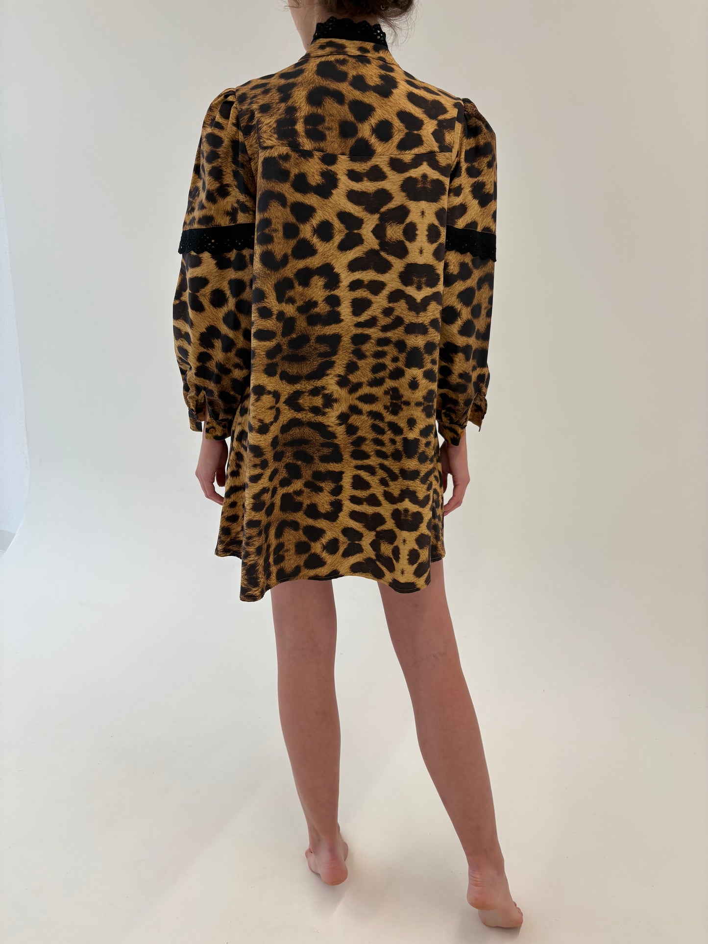 Rochie italiană tip cămașă animal print din poplin gros de bumbac