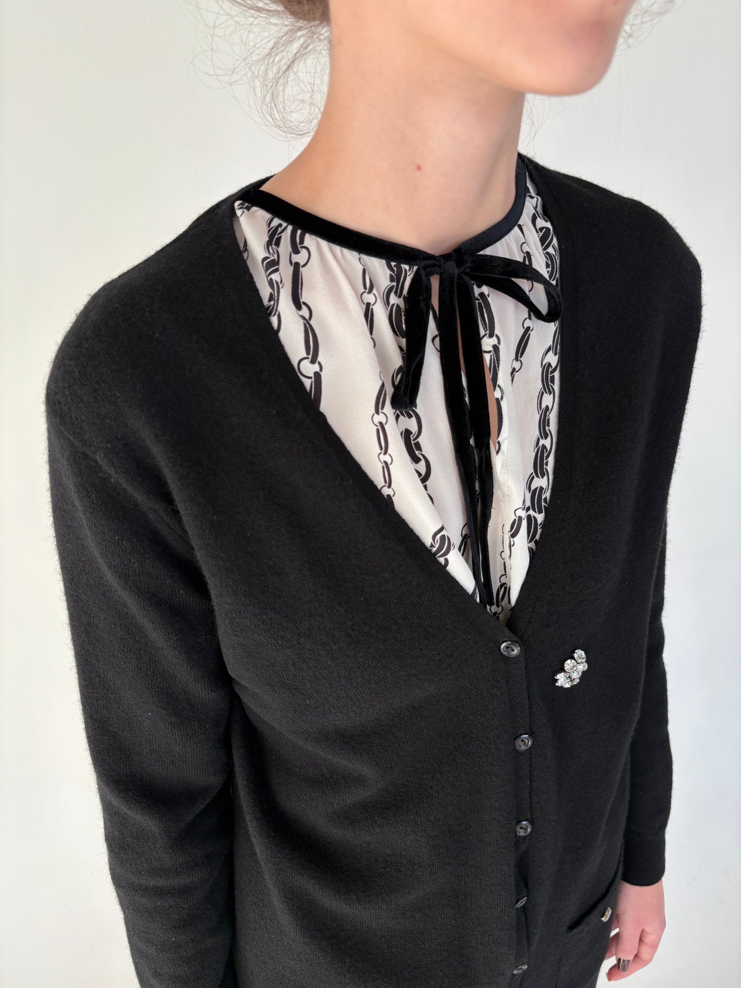 Cardigan negru din cașmir de brand premium italian