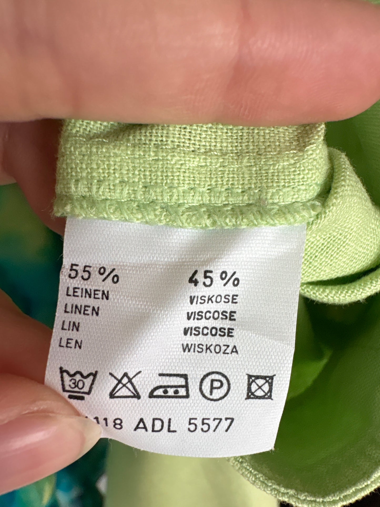 Pantaloni verde crud din pânză de in cu vascoza