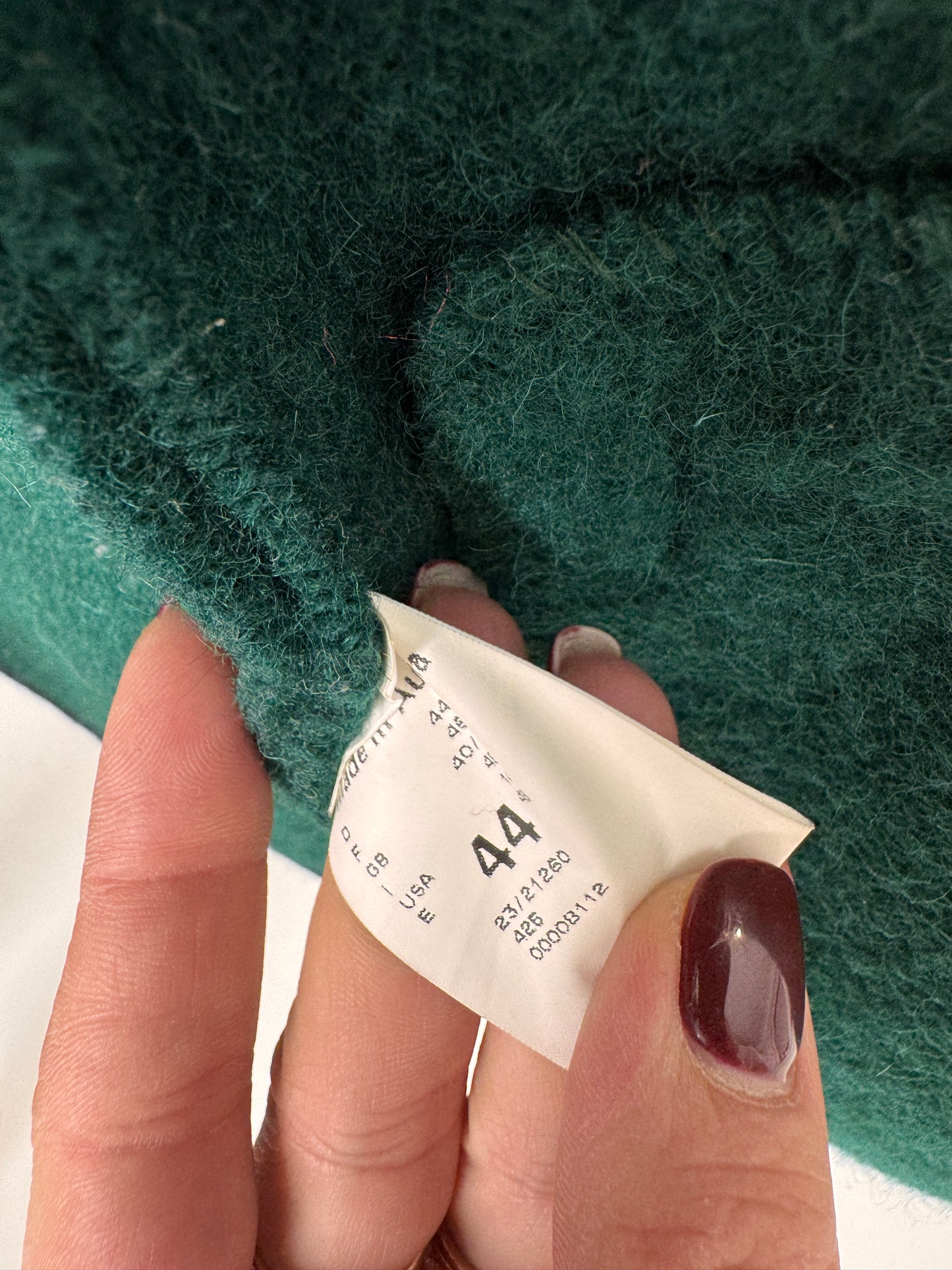 Jacheta dark pine green din boiled wool cu nasturi metalici argintii
