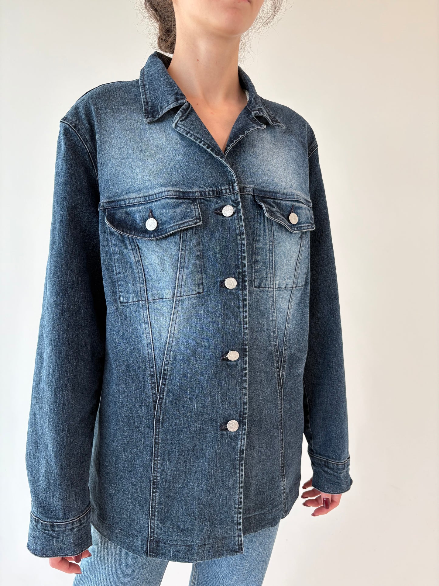 Geaca de brand luxury plus size Marina Rinaldi din jeans