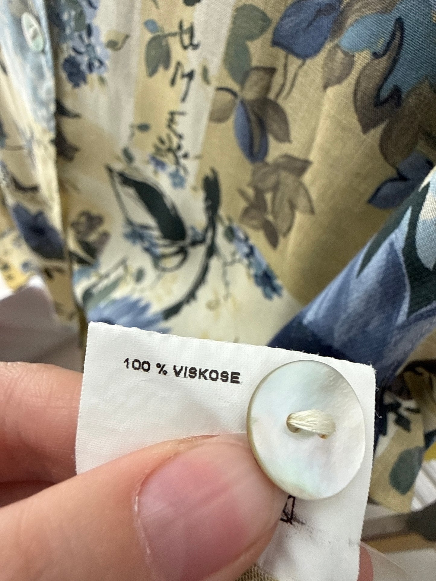 Set vintage super vaporos cu print floral în nuanțe de albastru