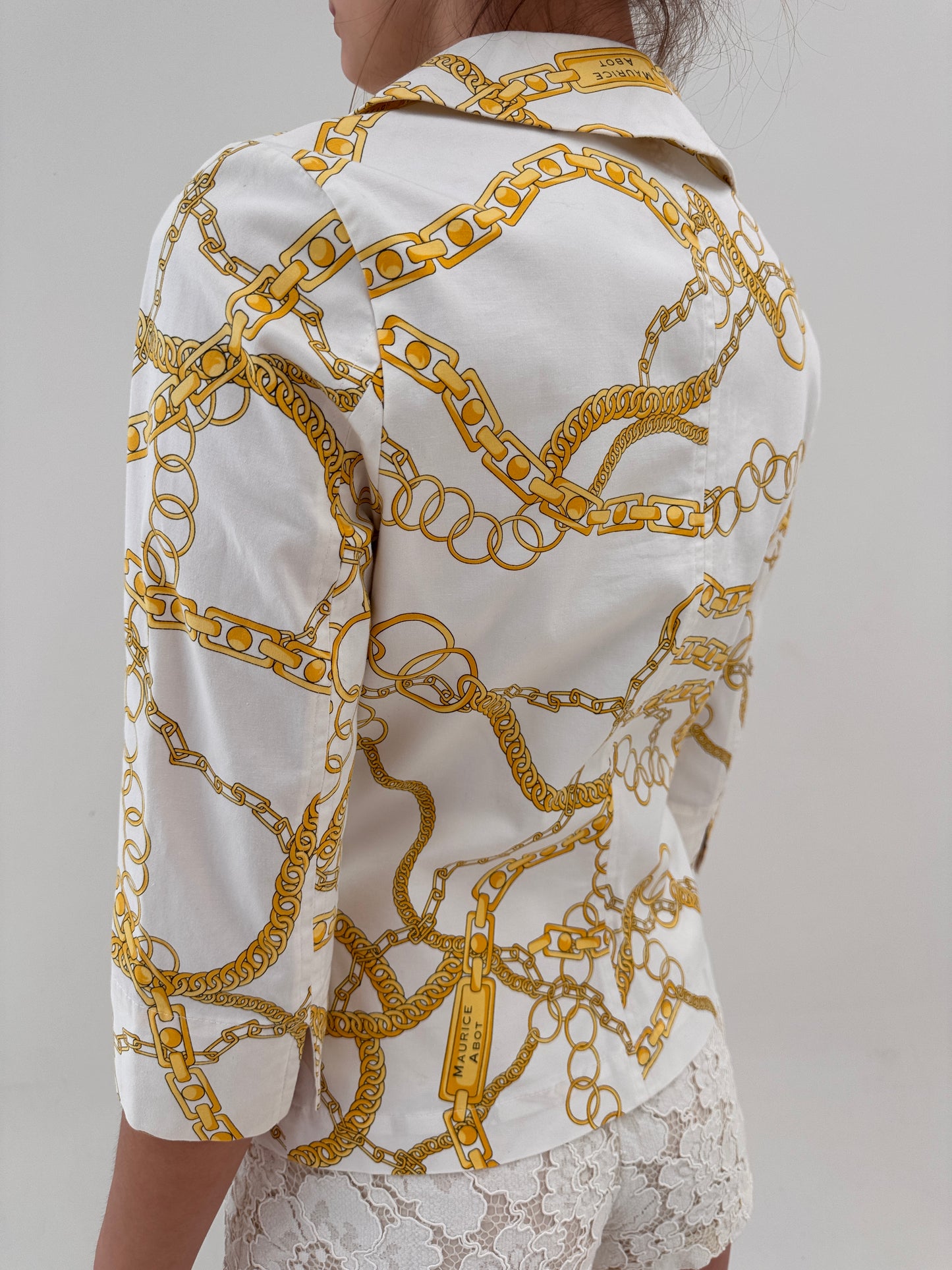 Sacou in stil Versace cambrat cu print baroc din poplin de bumbac ultra confort