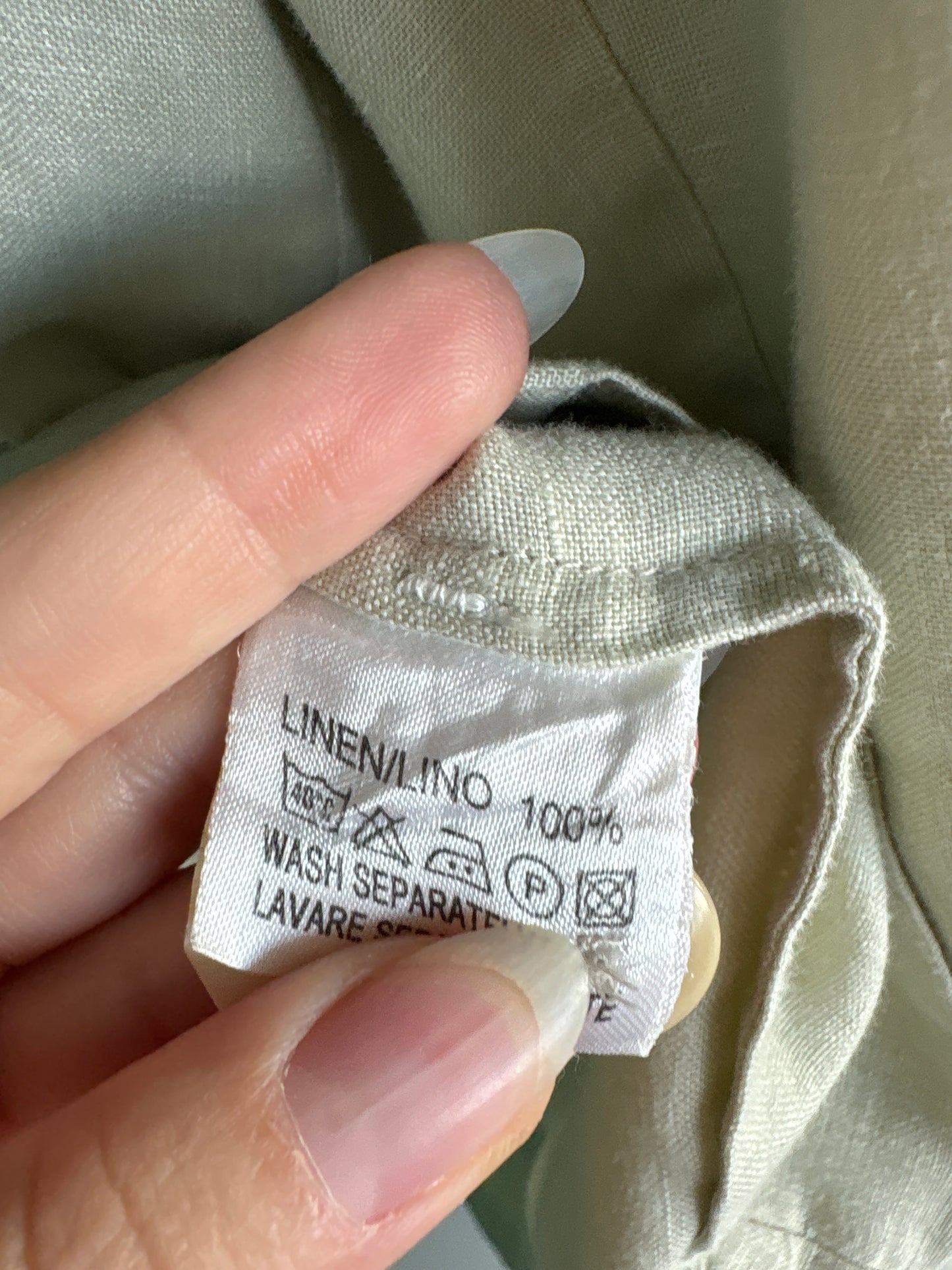 Jacheta Valentino petite din in excepțional în croi minimalist light Sage green